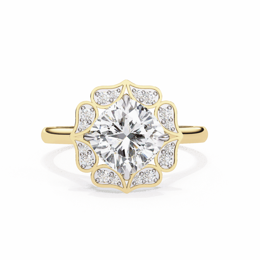 3.5 Carat Cushion Classic Solitaire Band in Moissanite | House of Estara