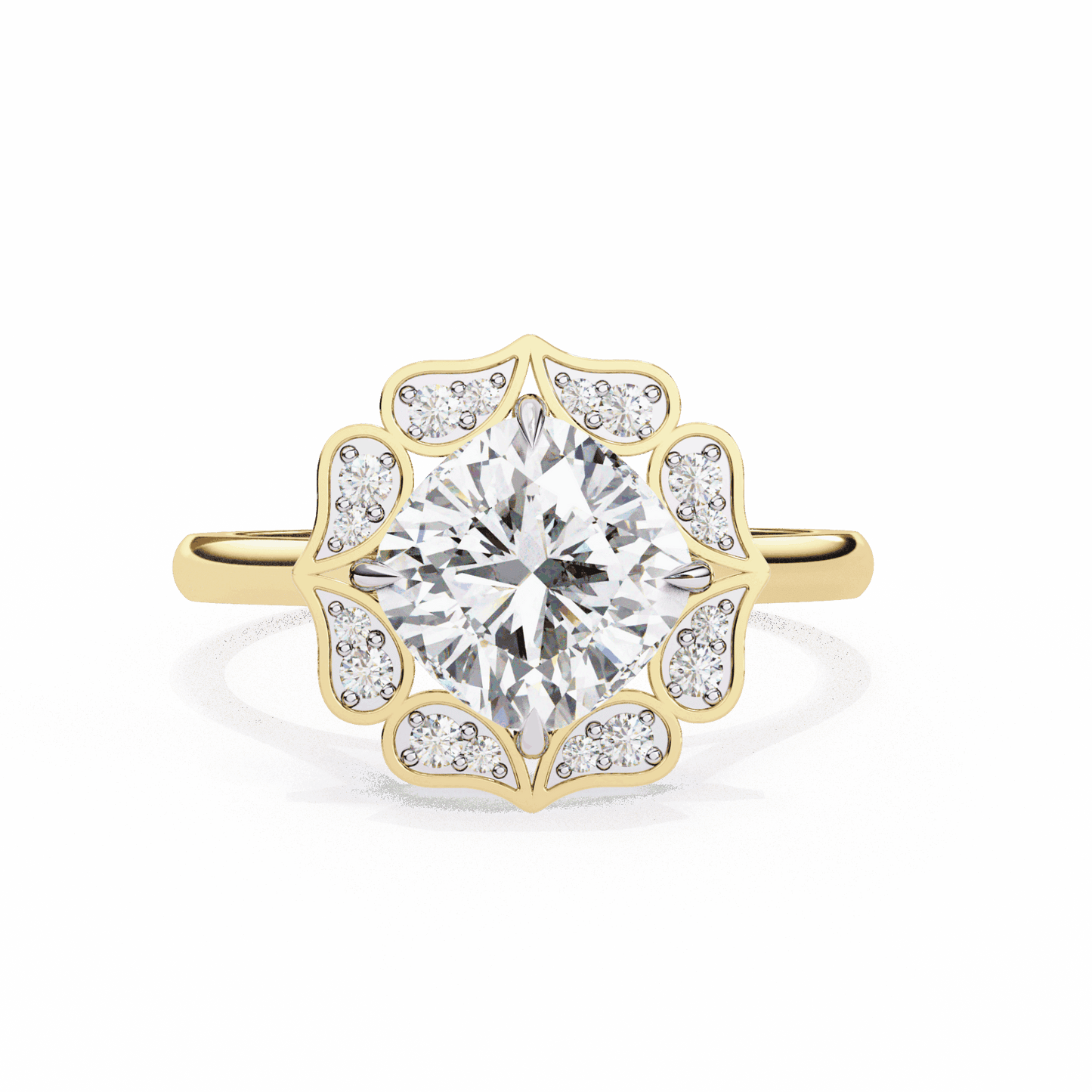 3.5 Carat Cushion Classic Solitaire Band in Moissanite | House of Estara