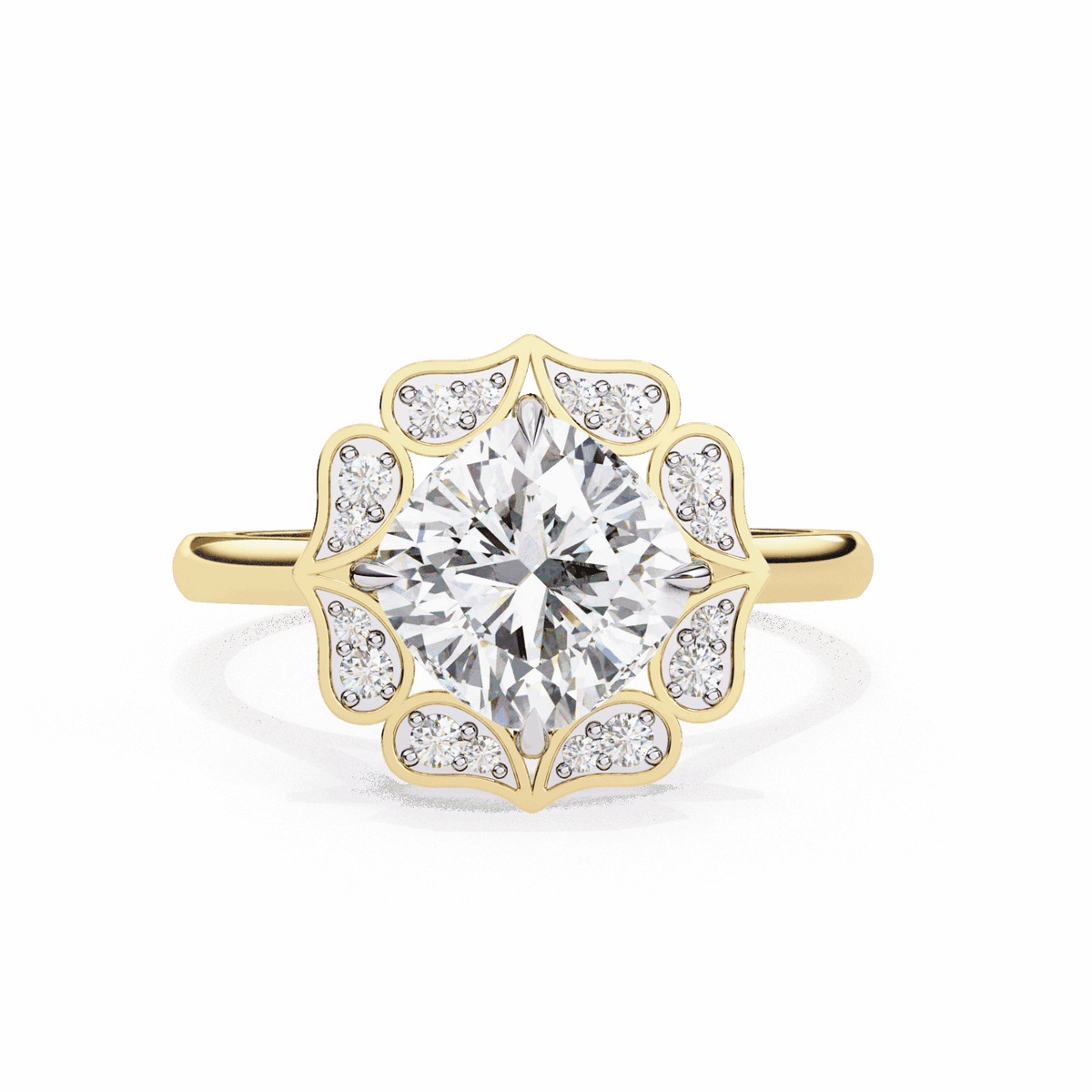 3.5 Carat Cushion Classic Solitaire Band in Moissanite | House of Estara
