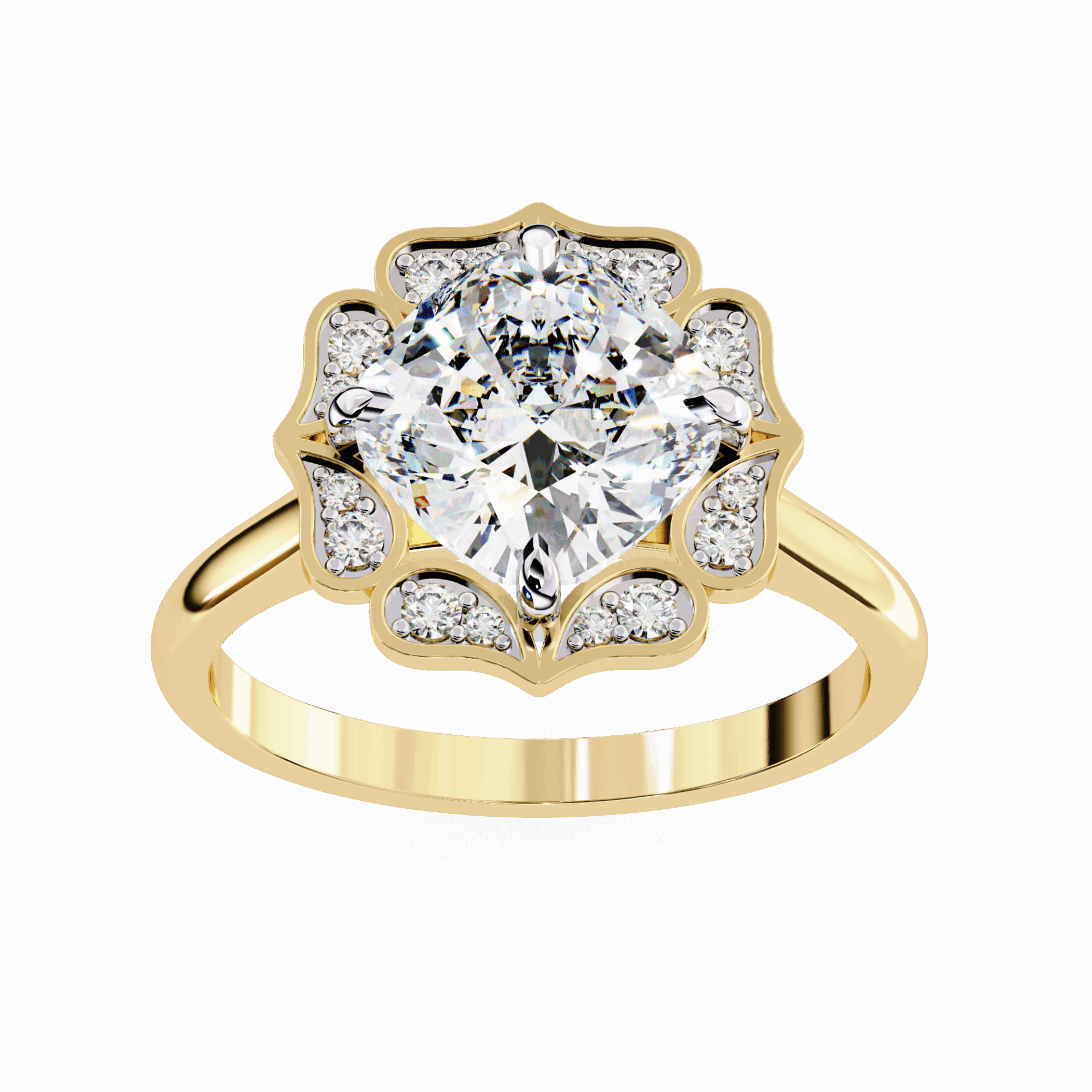 3.5 Carat Cushion Classic Solitaire Band in Moissanite | House of Estara