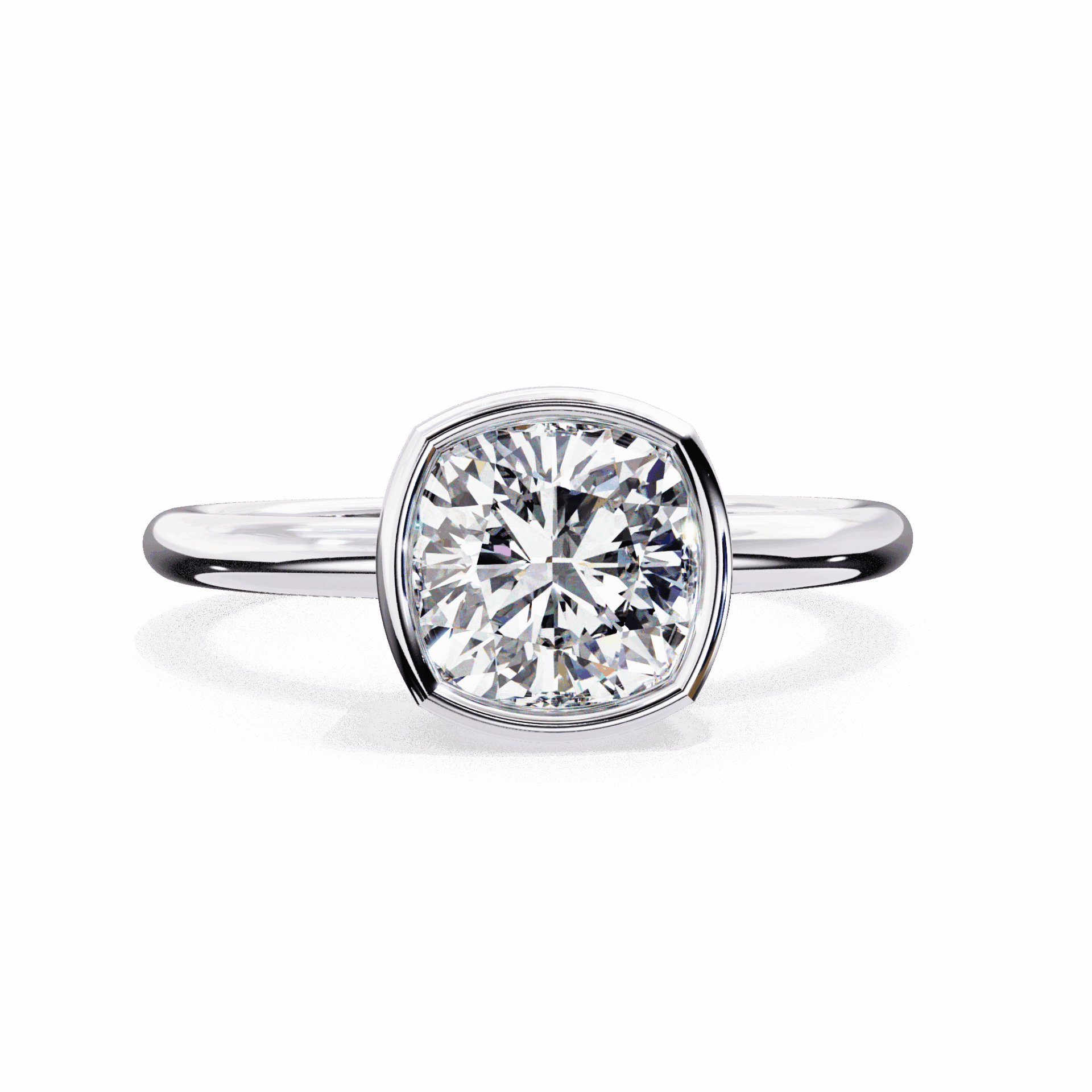 1.75 Carat Cushion Minimalist Solitaire Engagement Ring in Moissanite | House of Estara