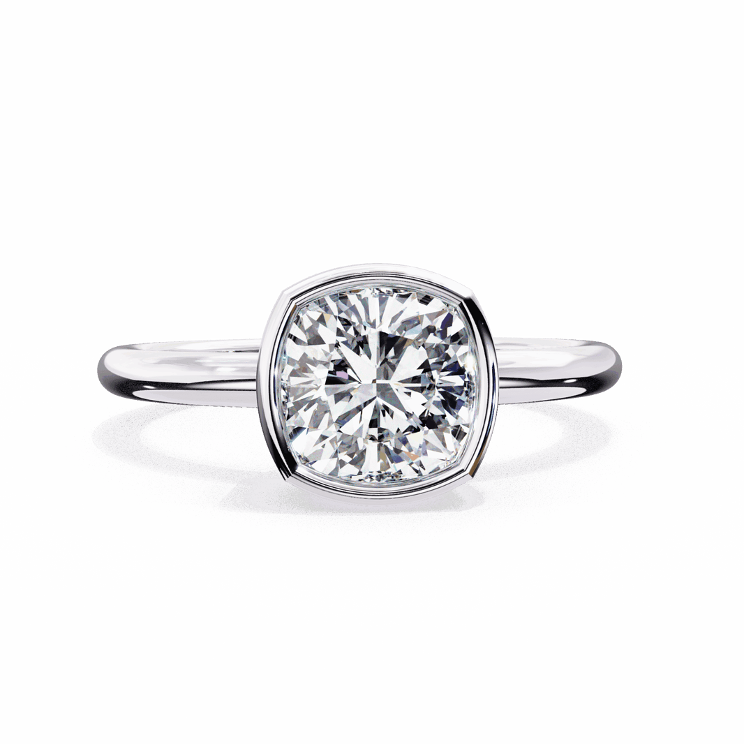1.75 Carat Cushion Minimalist Solitaire Engagement Ring in Moissanite | House of Estara