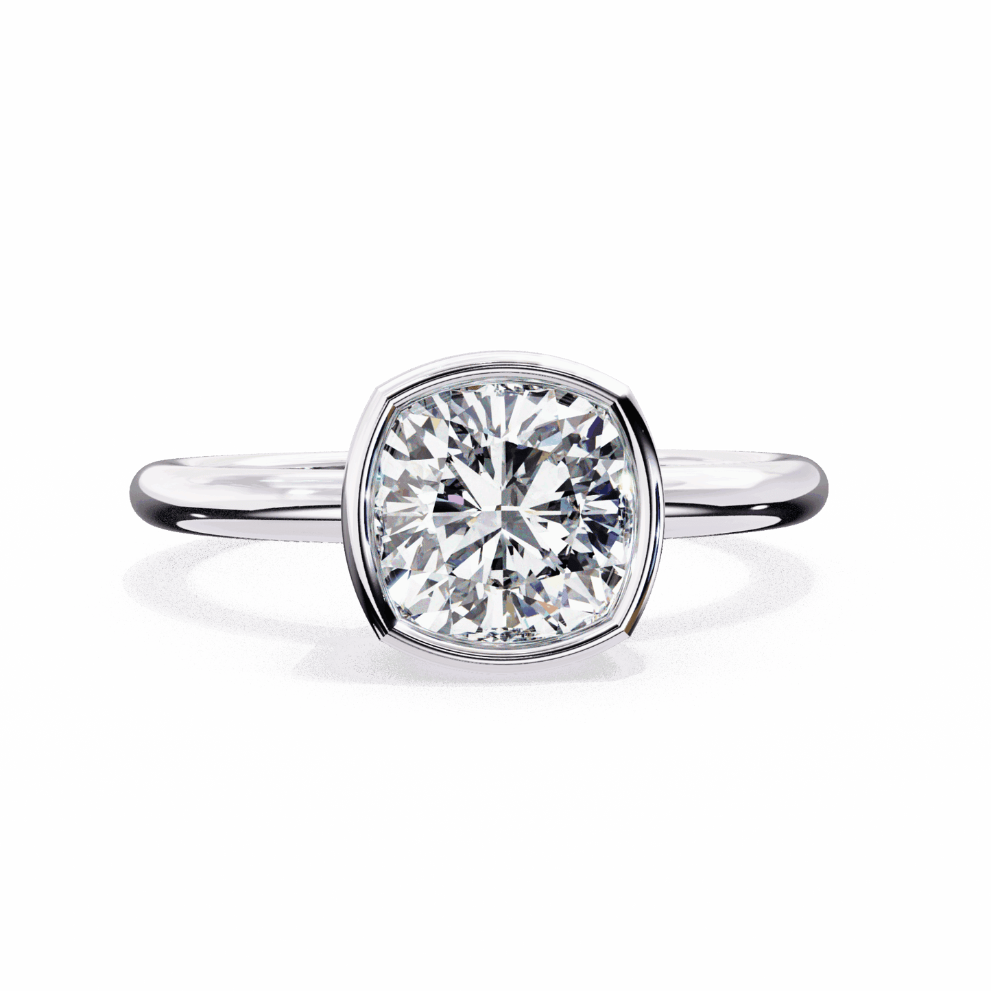 1.75 Carat Cushion Minimalist Solitaire Engagement Ring in Moissanite | House of Estara