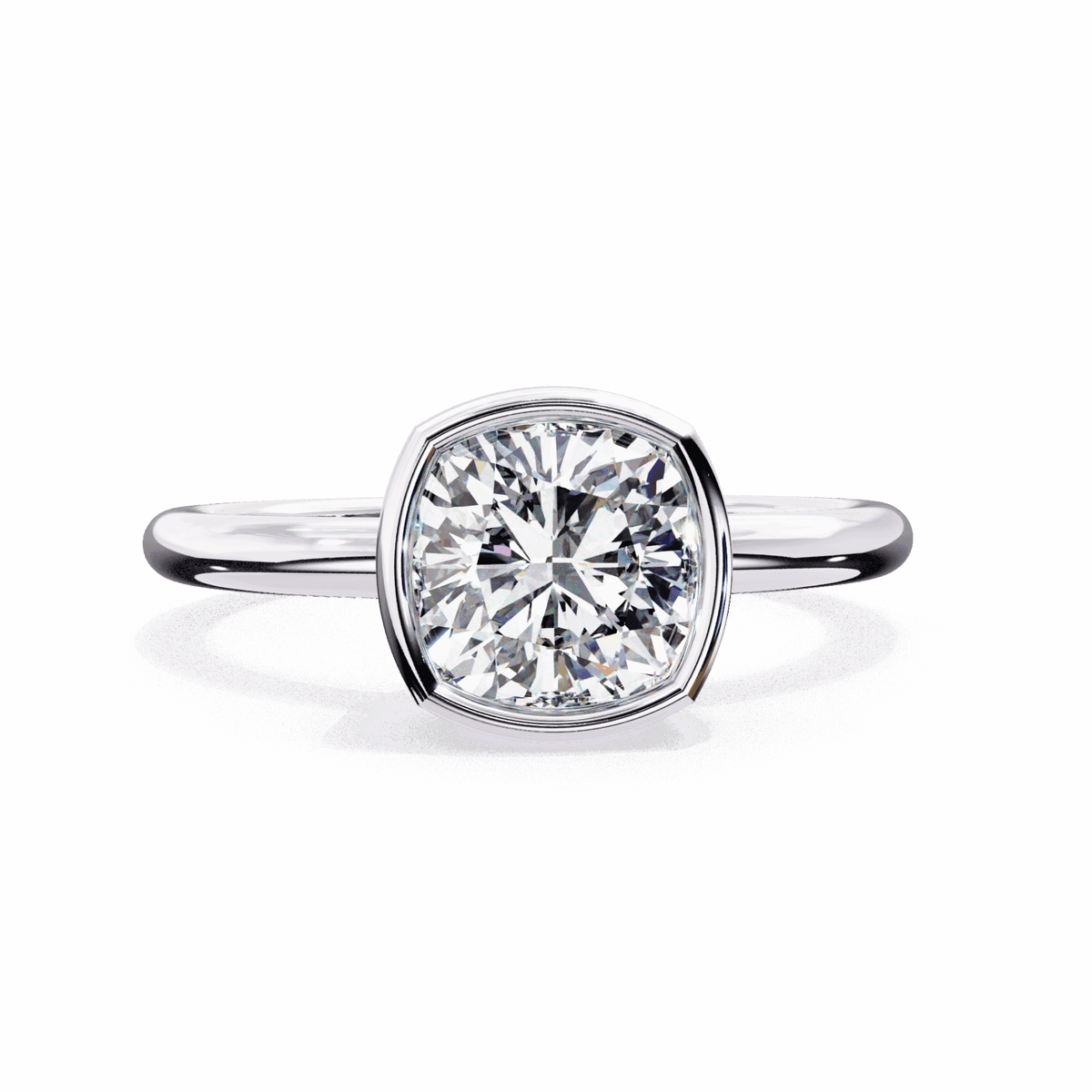 1.75 Carat Cushion Minimalist Solitaire Engagement Ring in Moissanite | House of Estara