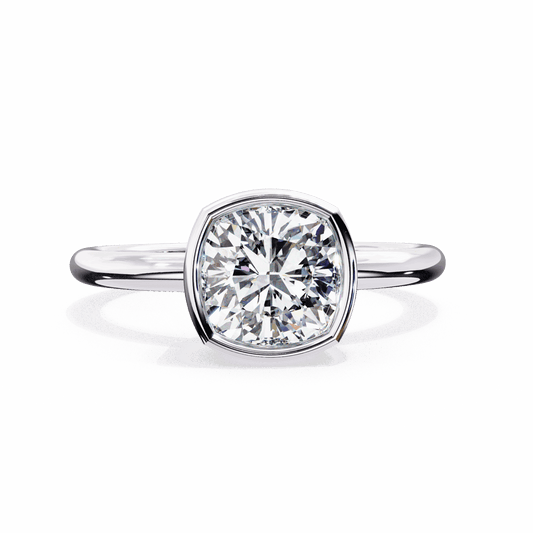 1.75 Carat Cushion Minimalist Solitaire Engagement Ring in Moissanite | House of Estara