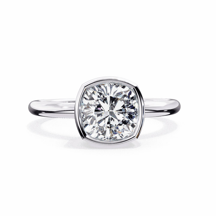 1.75 Carat Cushion Minimalist Solitaire Engagement Ring in Moissanite | House of Estara