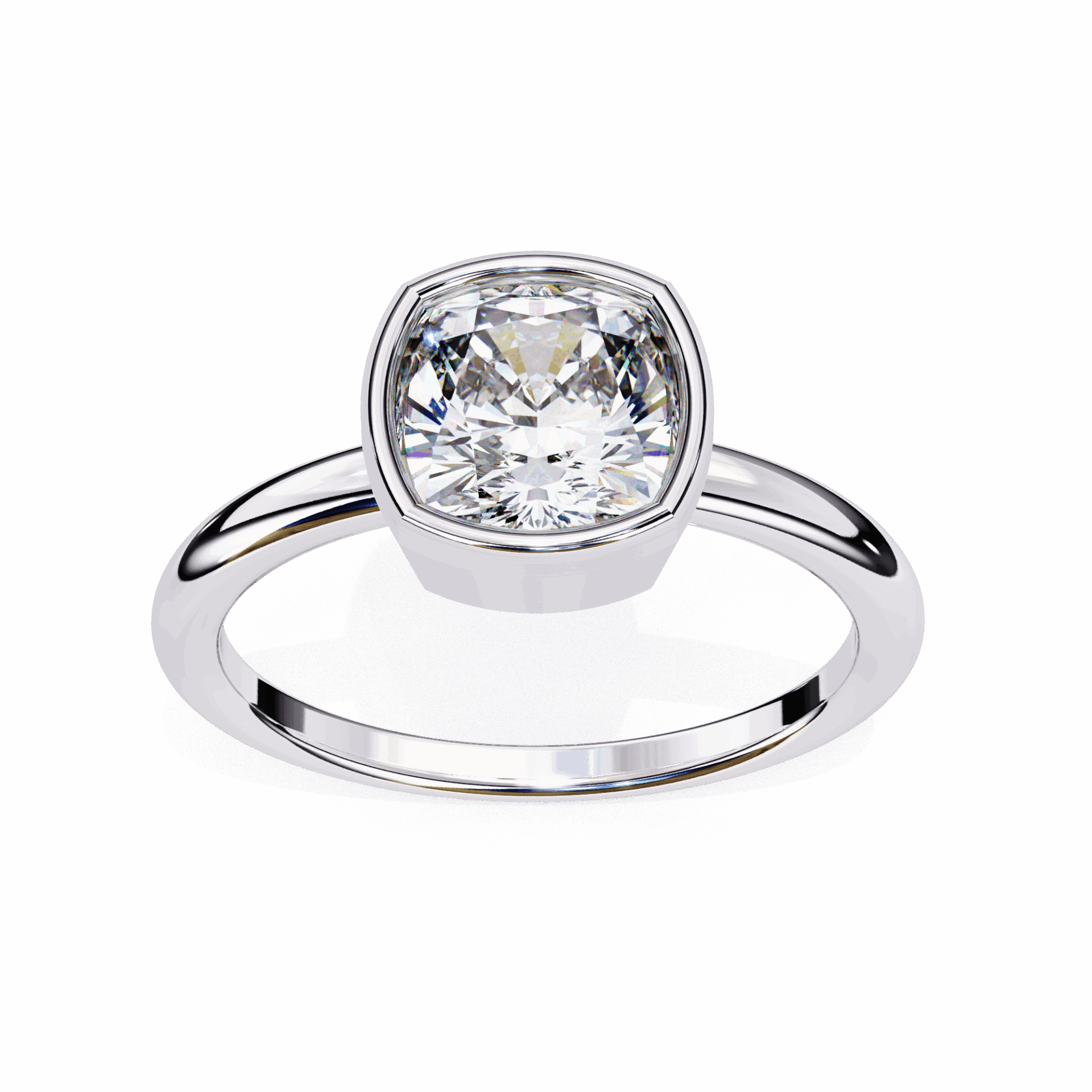 1.75 Carat Cushion Minimalist Solitaire Engagement Ring in Moissanite | House of Estara