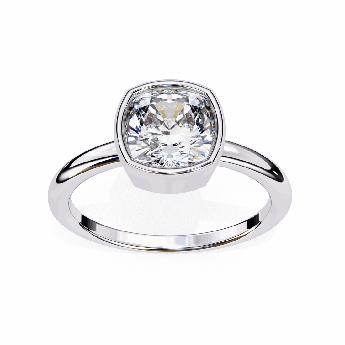 1.75 Carat Cushion Minimalist Solitaire Engagement Ring in Moissanite | House of Estara
