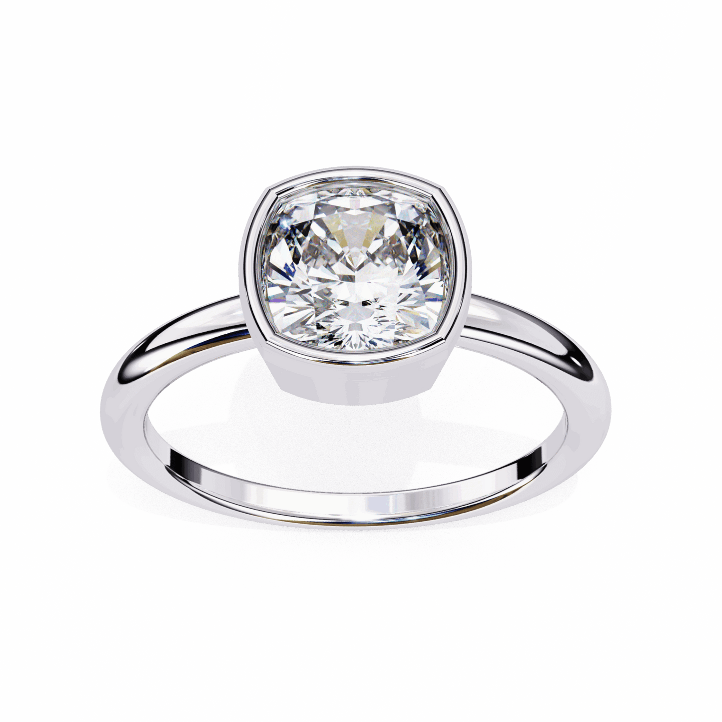 1.75 Carat Cushion Minimalist Solitaire Engagement Ring in Moissanite | House of Estara