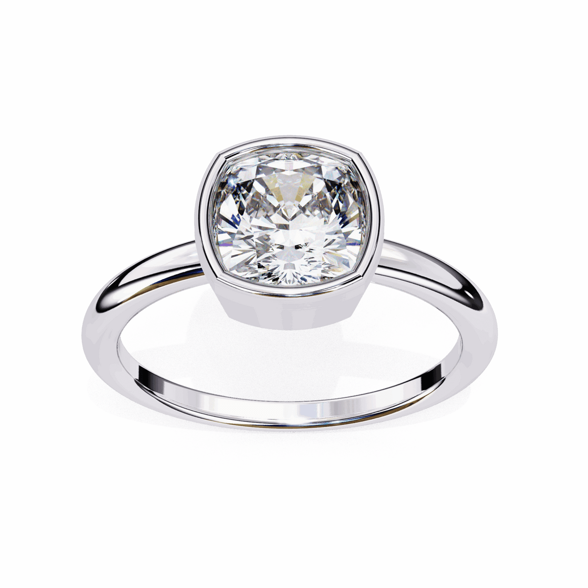 1.75 Carat Cushion Minimalist Solitaire Engagement Ring in Moissanite | House of Estara