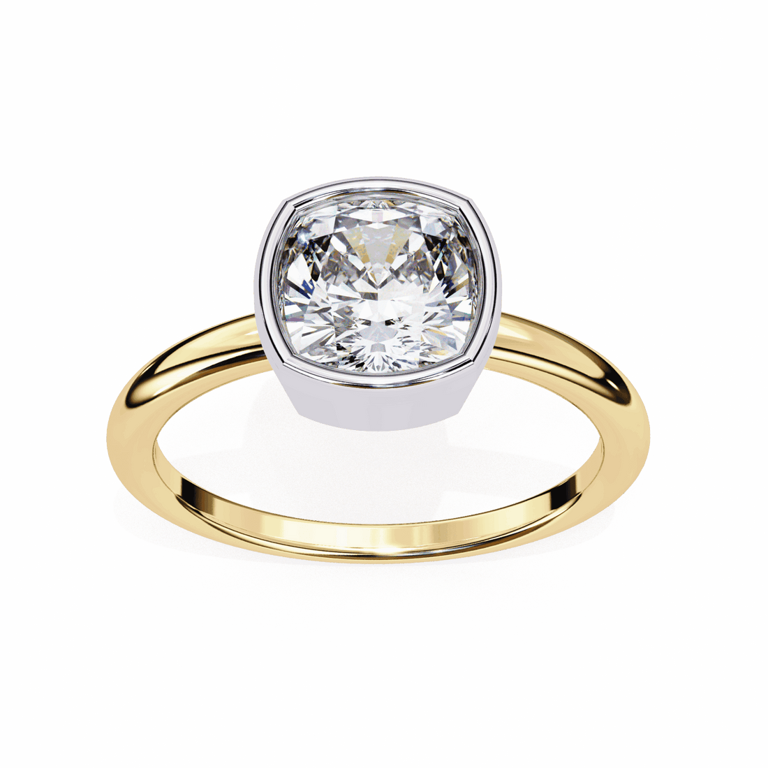 1.75 Carat Cushion Minimalist Solitaire Engagement Ring in Moissanite | House of Estara