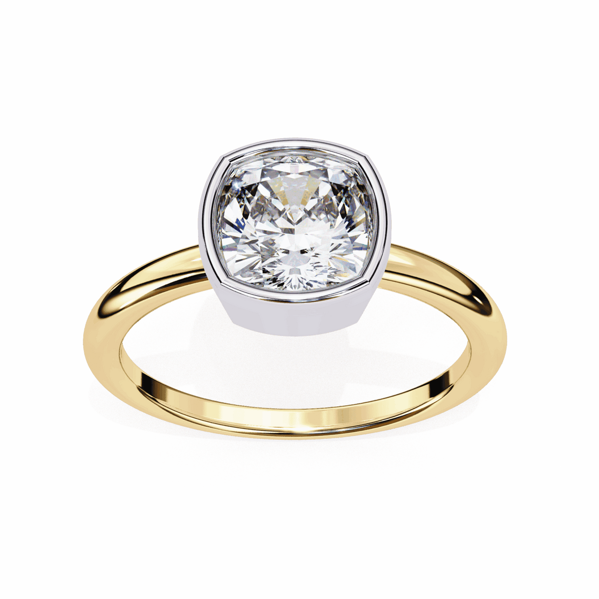 1.75 Carat Cushion Minimalist Solitaire Engagement Ring in Moissanite | House of Estara