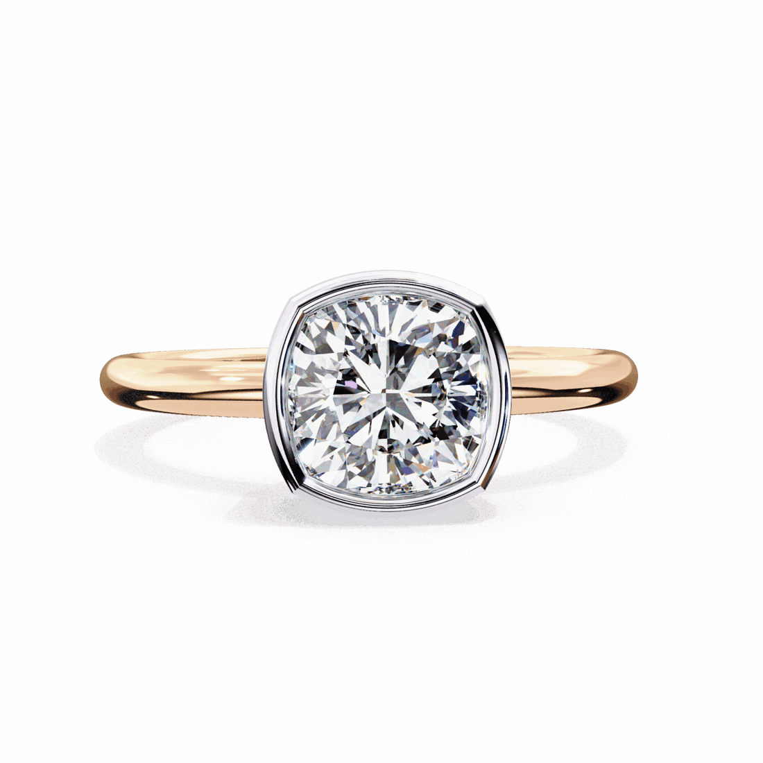 1.75 Carat Cushion Minimalist Solitaire Engagement Ring in Moissanite | House of Estara