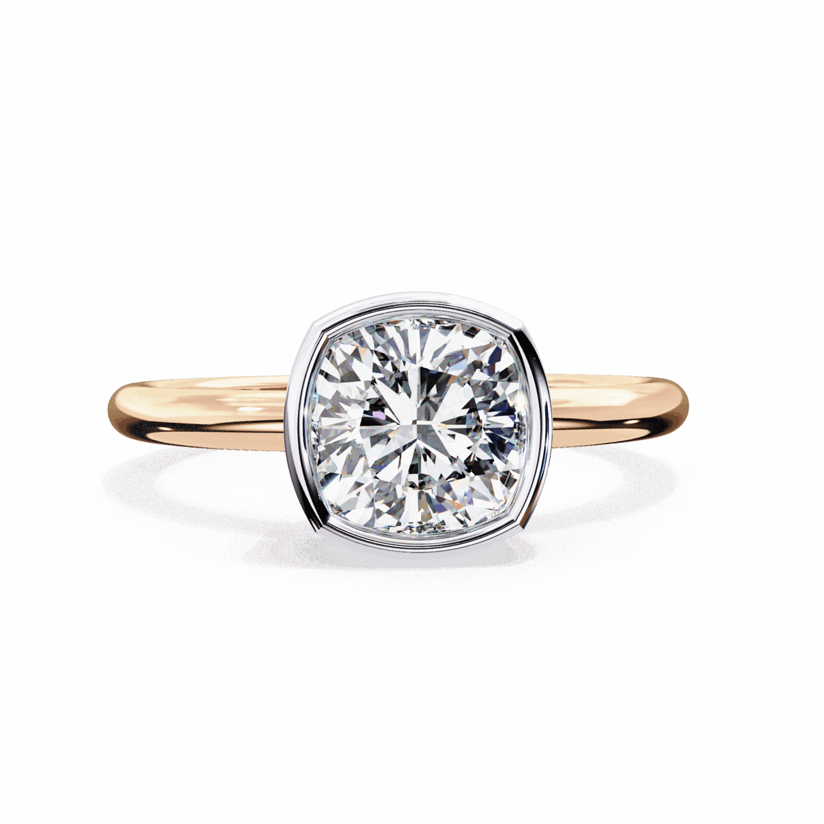 1.75 Carat Cushion Minimalist Solitaire Engagement Ring in Moissanite | House of Estara