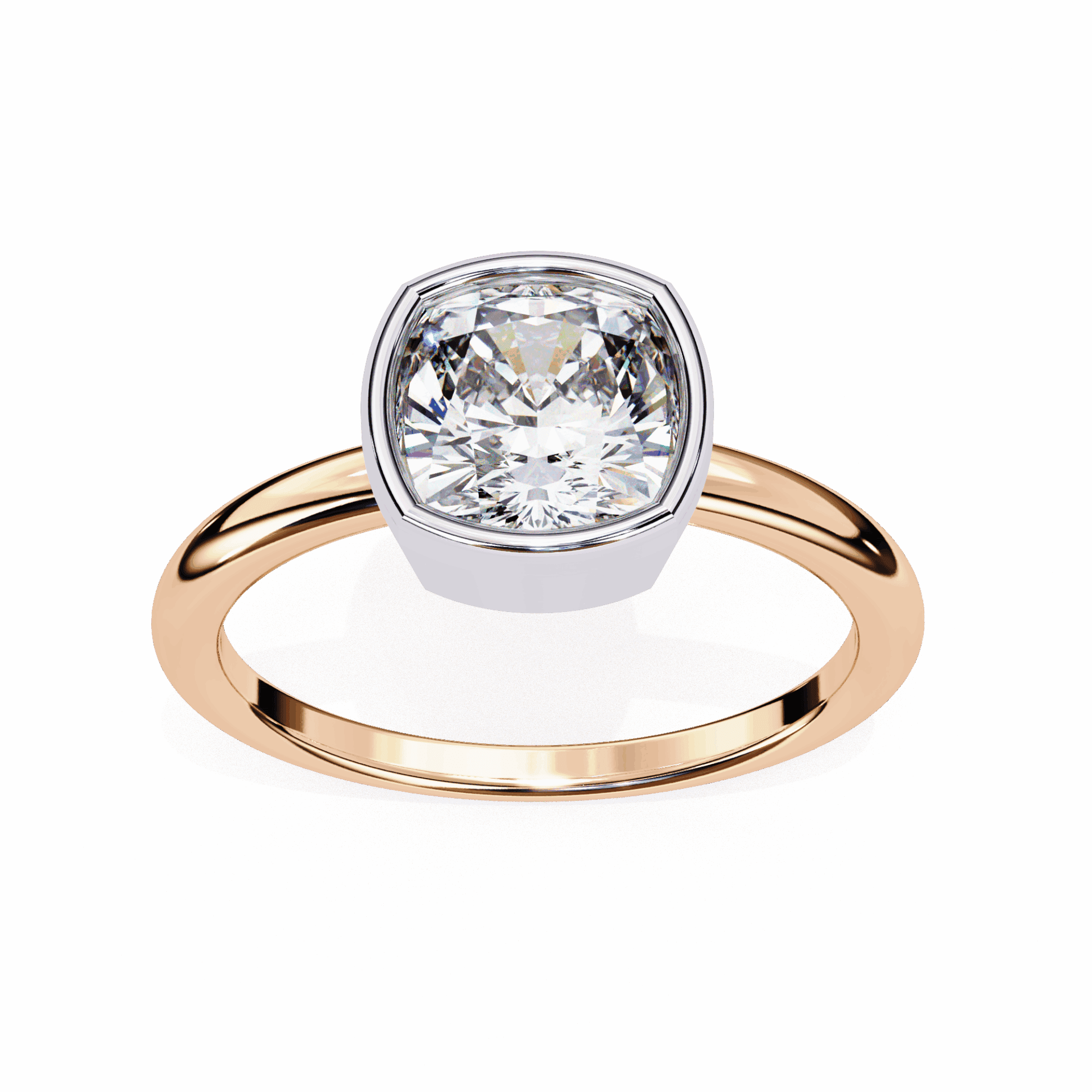 1.75 Carat Cushion Minimalist Solitaire Engagement Ring in Moissanite | House of Estara