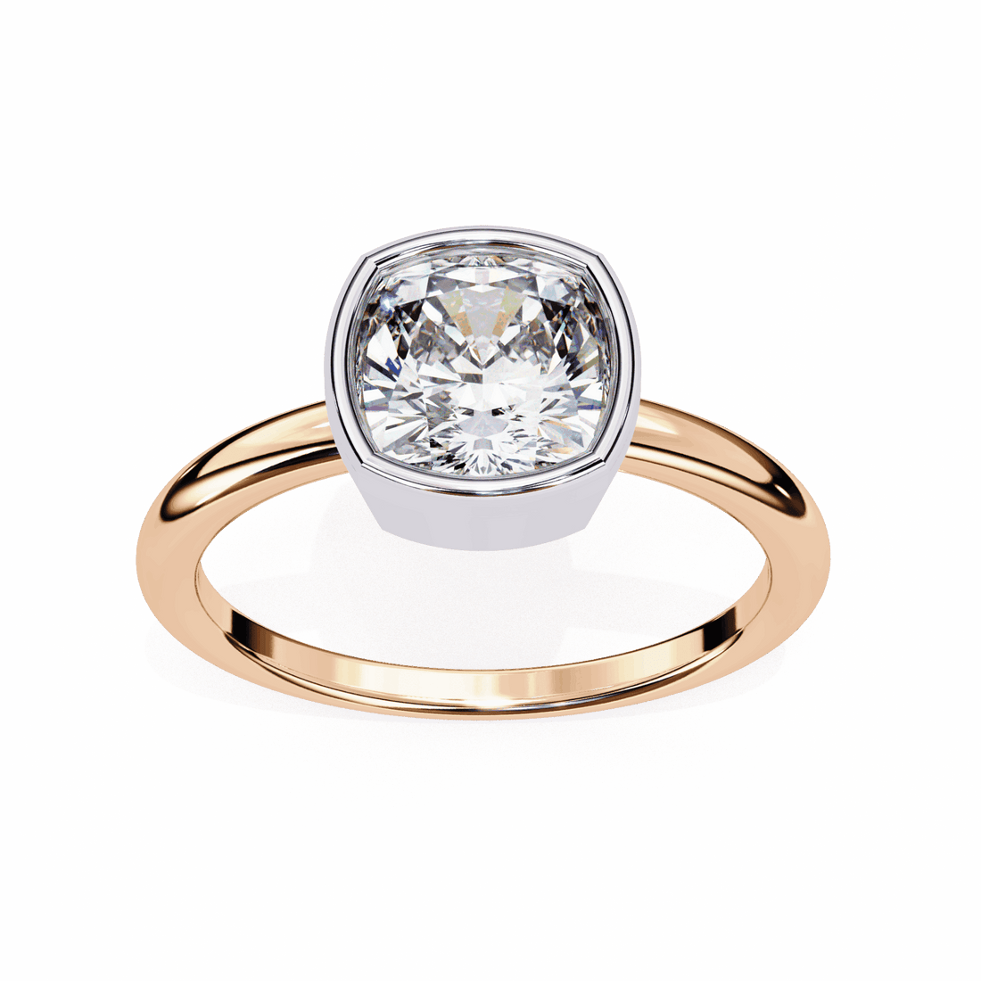 1.75 Carat Cushion Minimalist Solitaire Engagement Ring in Moissanite | House of Estara