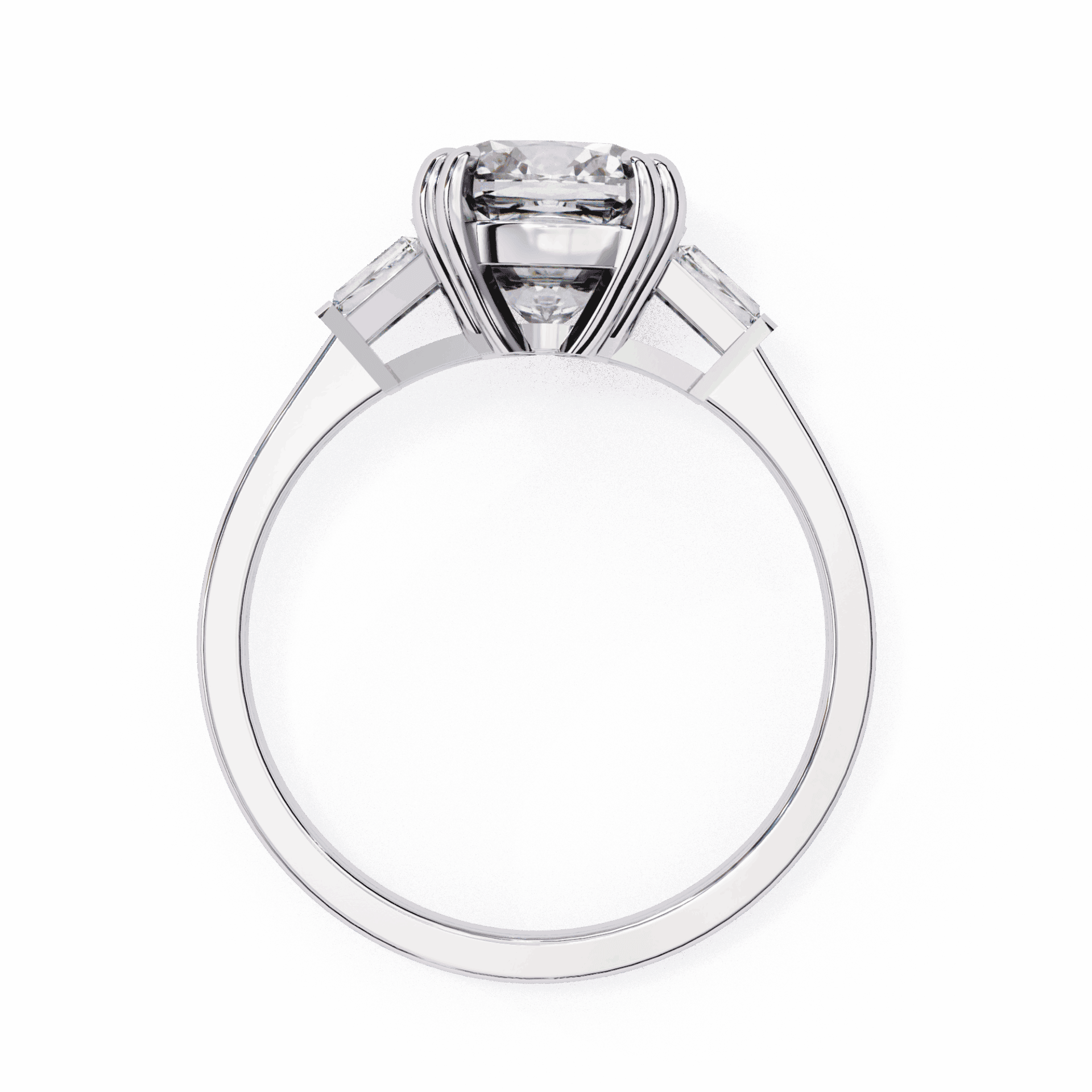 3 Carat Cushion Three Stone Solitaire Ring in Moissanite | House of Estara
