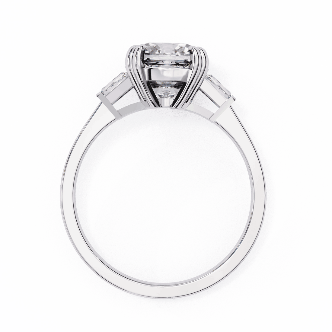 3 Carat Cushion Three Stone Solitaire Ring in Moissanite | House of Estara