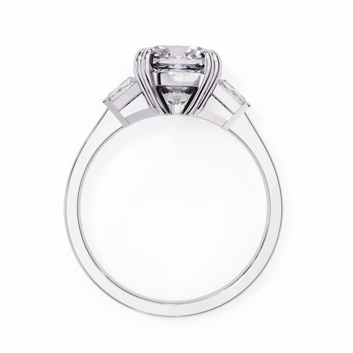 3 Carat Cushion Three Stone Solitaire Ring in Moissanite | House of Estara