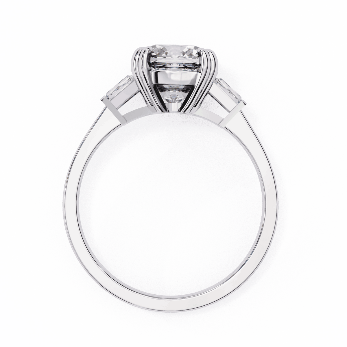 3 Carat Cushion Three Stone Solitaire Ring in Moissanite | House of Estara