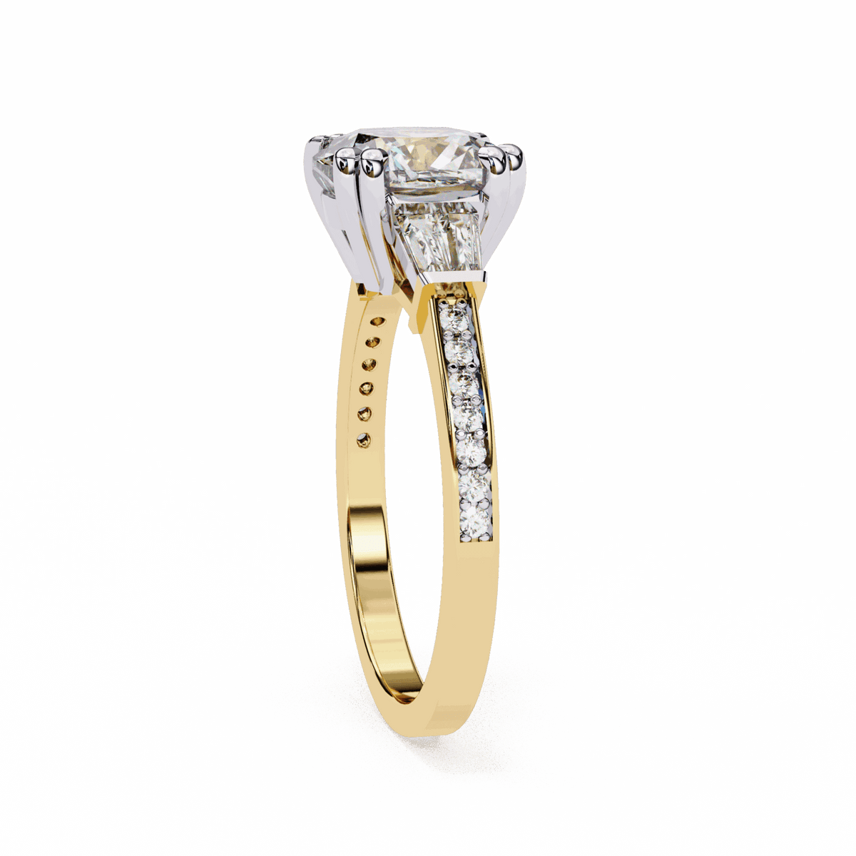3 Carat Cushion Three Stone Solitaire Ring in Moissanite | House of Estara