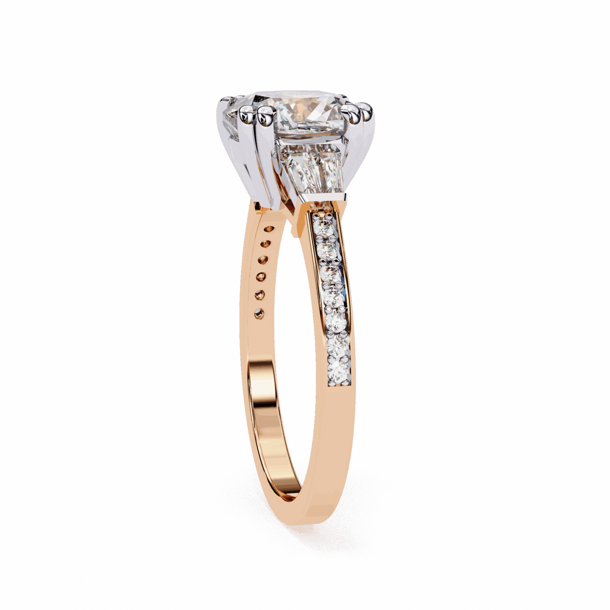 3 Carat Cushion Three Stone Solitaire Ring in Moissanite | House of Estara
