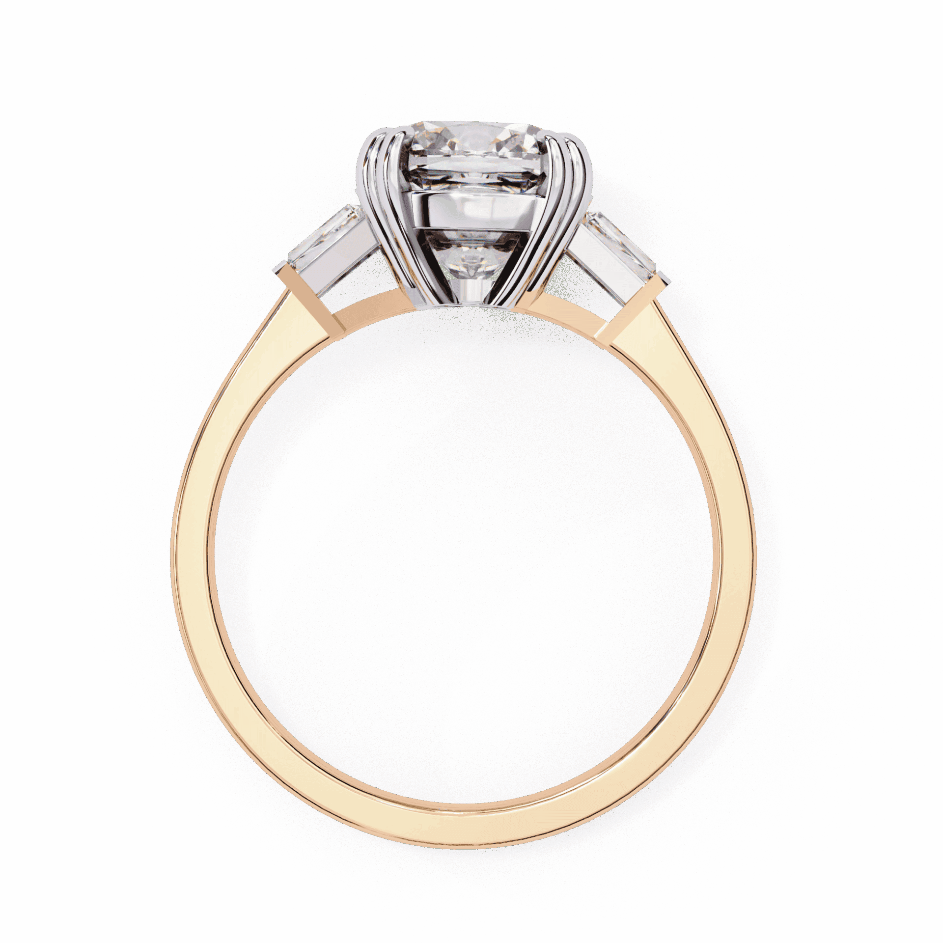 3 Carat Cushion Three Stone Solitaire Ring in Moissanite | House of Estara