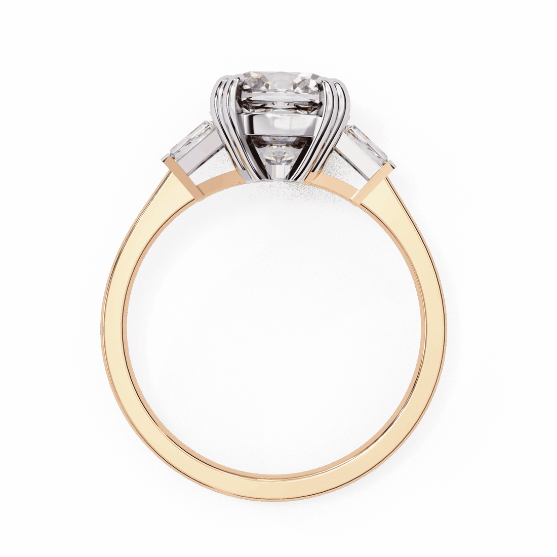 3 Carat Cushion Three Stone Solitaire Ring in Moissanite | House of Estara