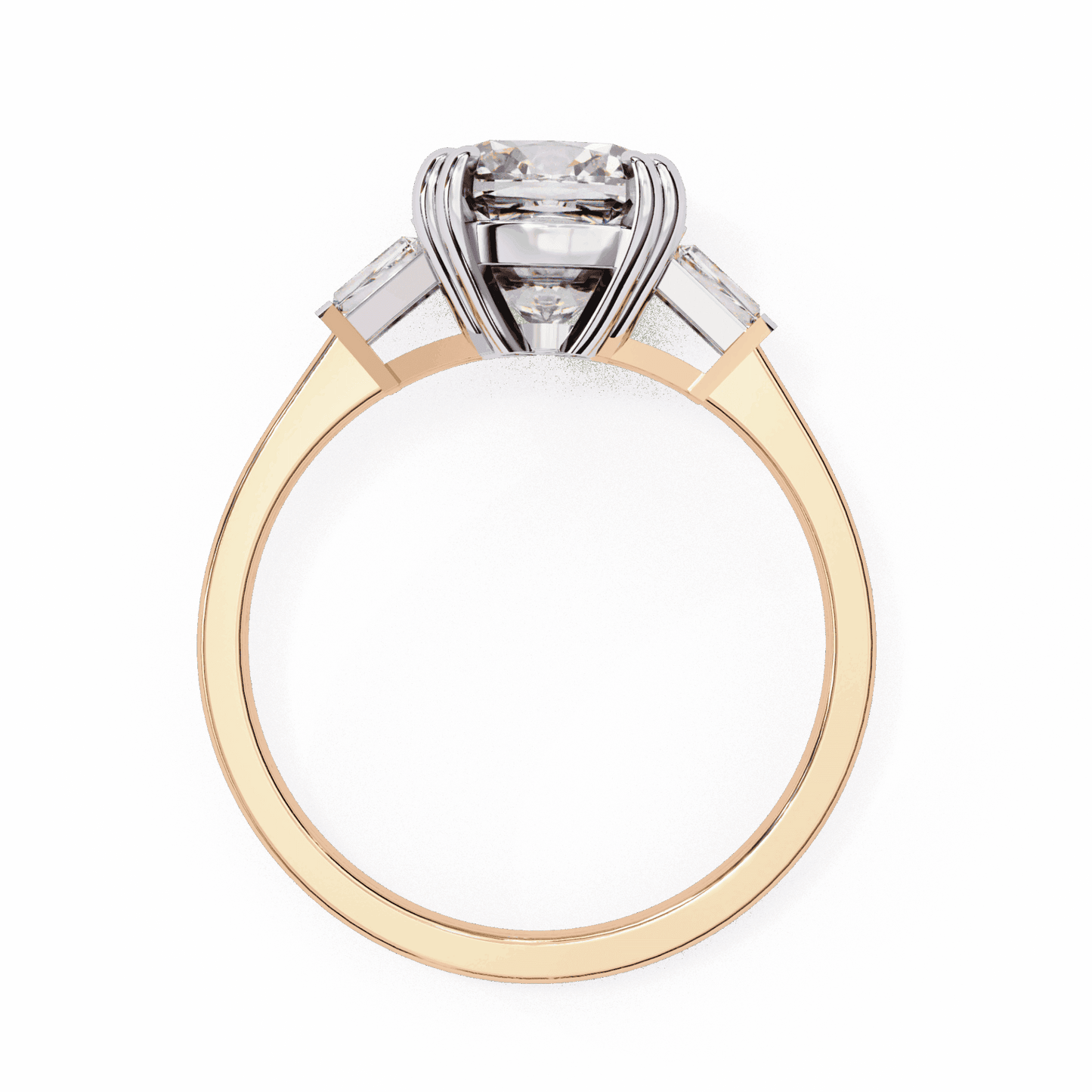 3 Carat Cushion Three Stone Solitaire Ring in Moissanite | House of Estara