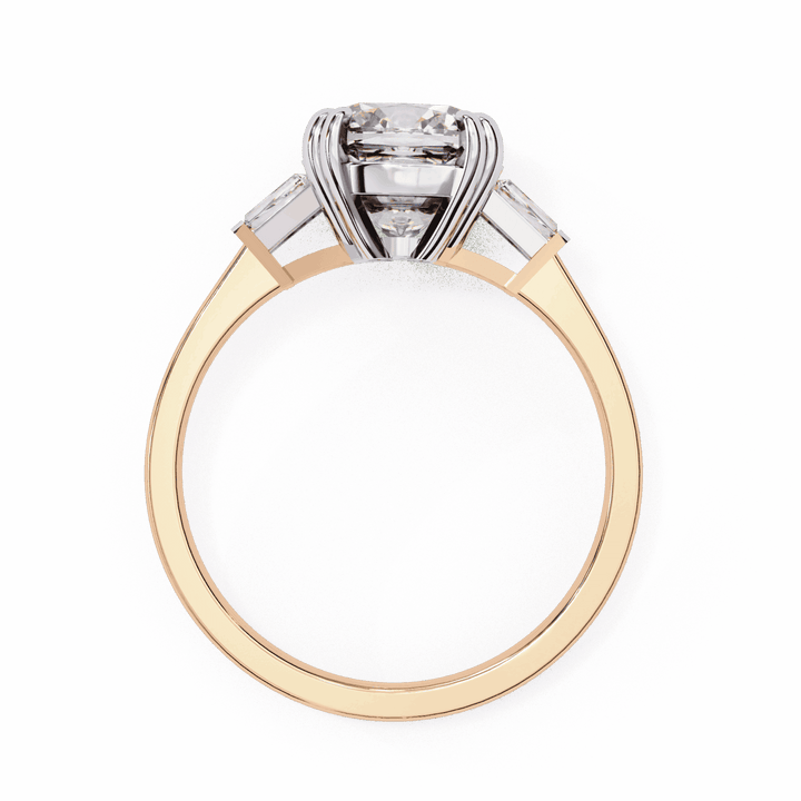 3 Carat Cushion Three Stone Solitaire Ring in Moissanite | House of Estara