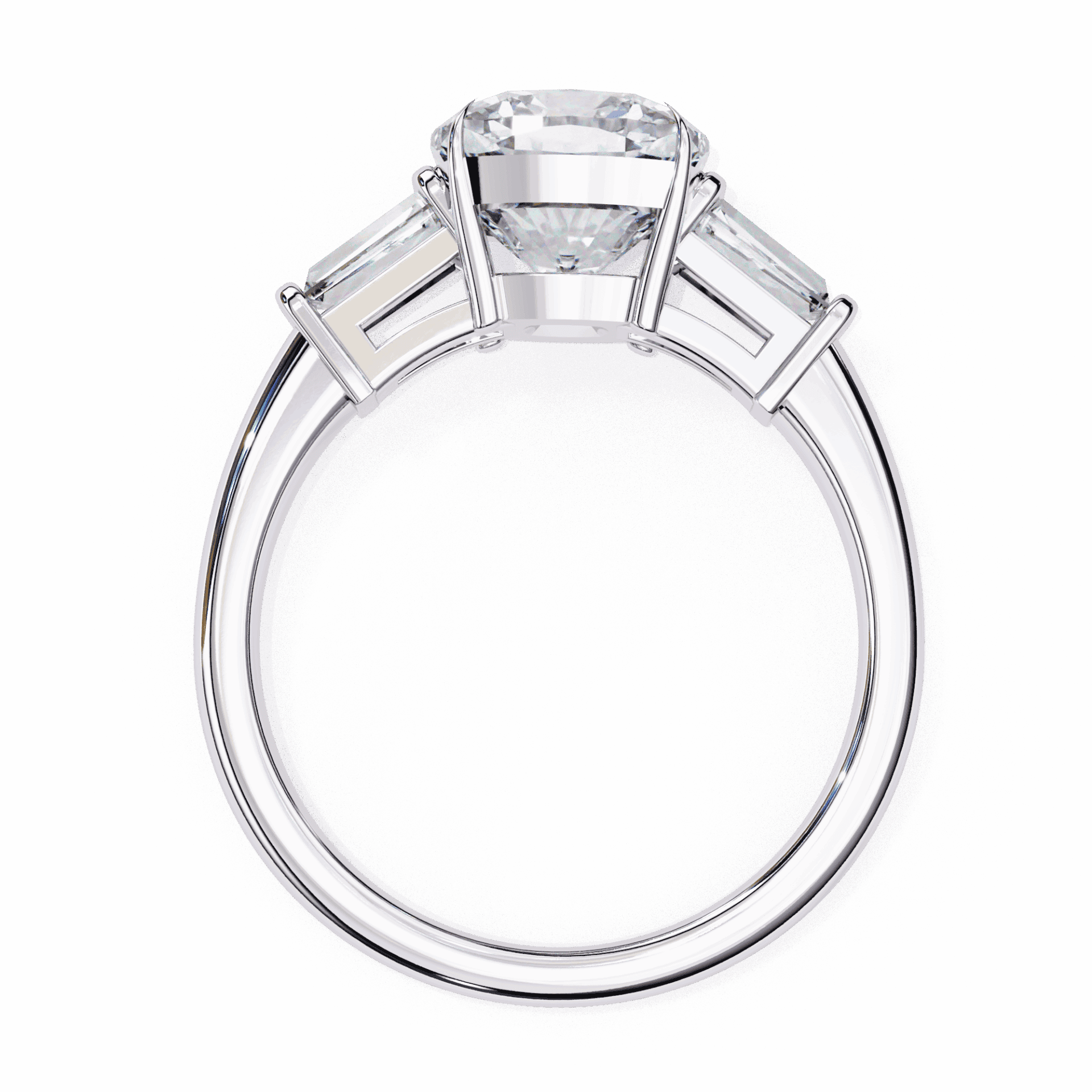 3.75 Carat Cushion and Baguette Edit Solitaire Ring in Moissanite | House of Estara