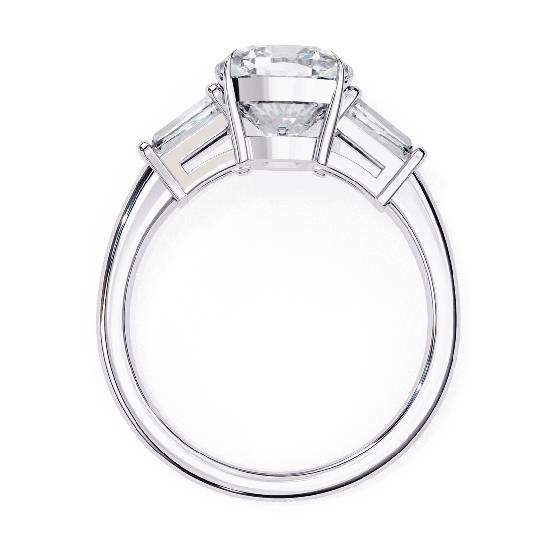 3.75 Carat Cushion and Baguette Edit Solitaire Ring in Moissanite | House of Estara