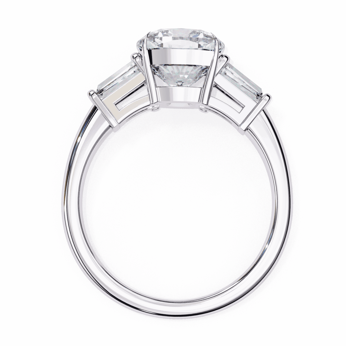 3.75 Carat Cushion and Baguette Edit Solitaire Ring in Moissanite | House of Estara