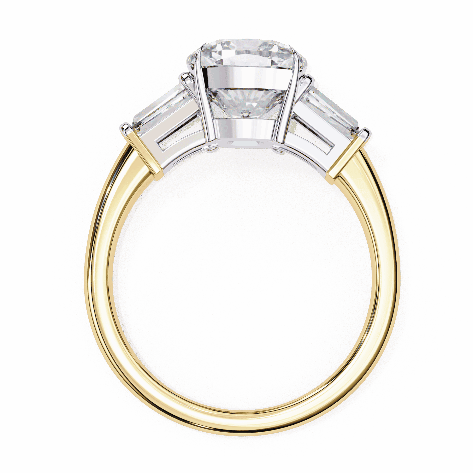 3.75 Carat Cushion and Baguette Edit Solitaire Ring in Moissanite | House of Estara