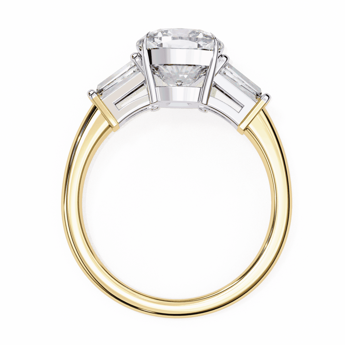 3.75 Carat Cushion and Baguette Edit Solitaire Ring in Moissanite | House of Estara