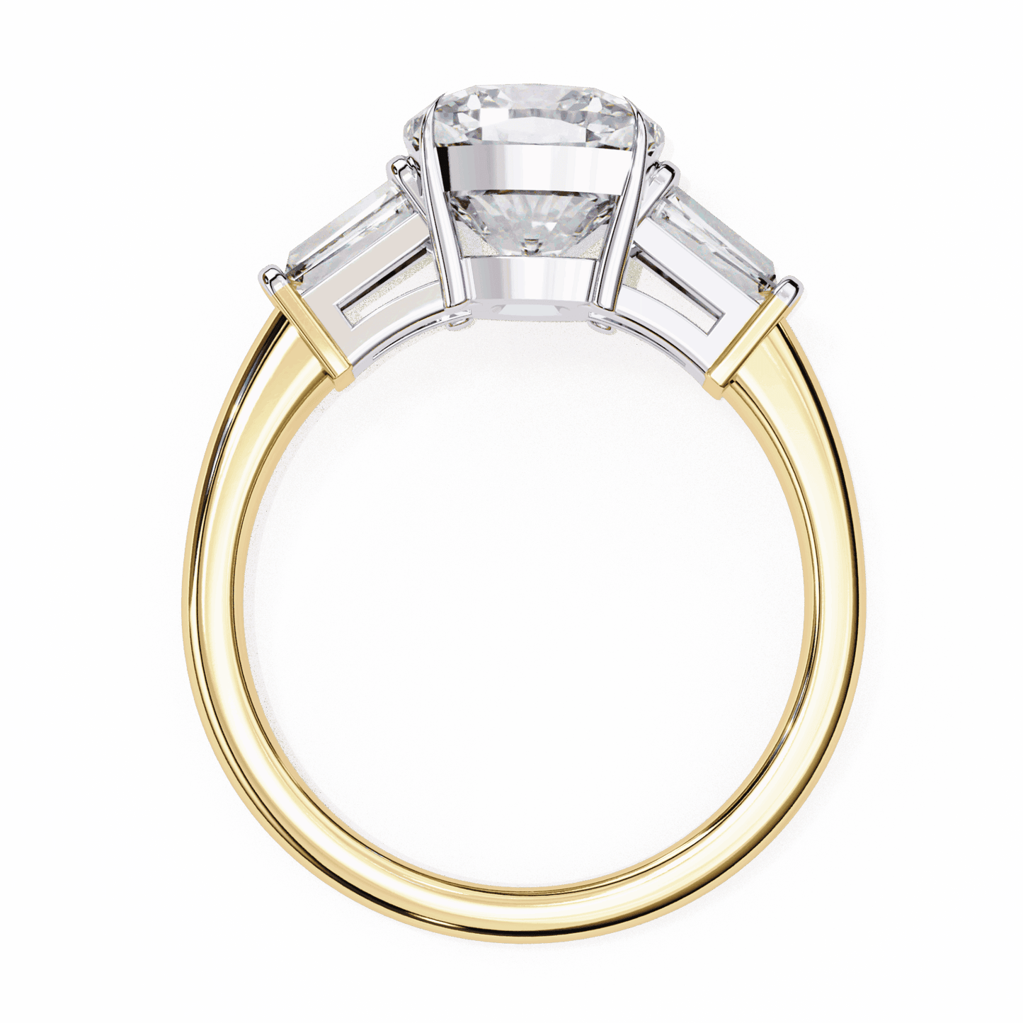 3.75 Carat Cushion and Baguette Edit Solitaire Ring in Moissanite | House of Estara