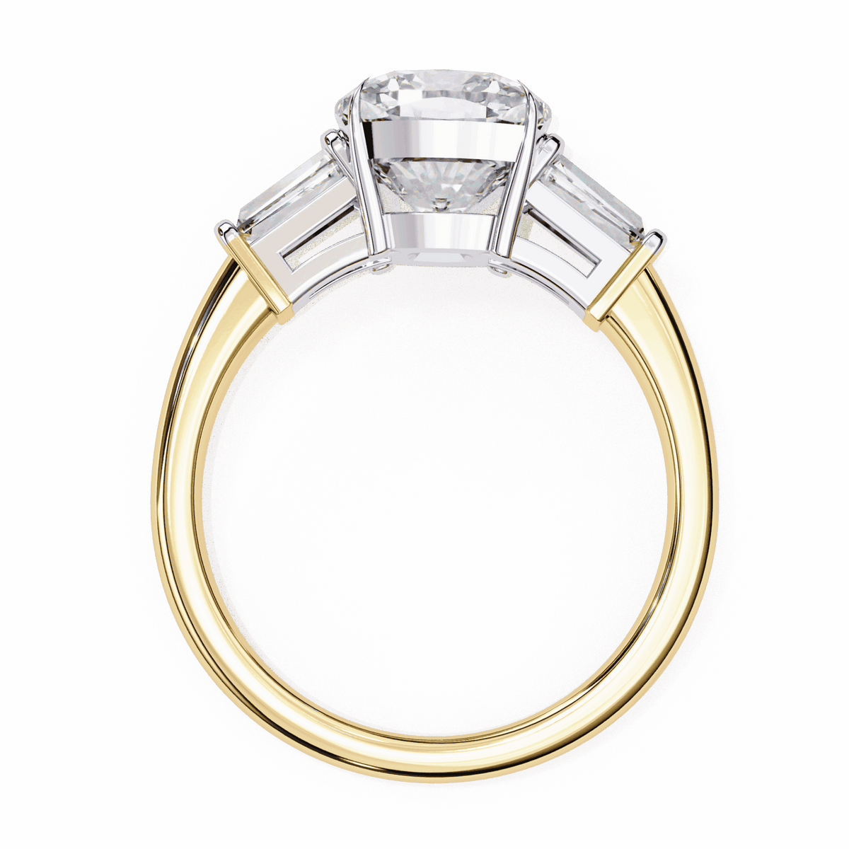 3.75 Carat Cushion and Baguette Edit Solitaire Ring in Moissanite | House of Estara