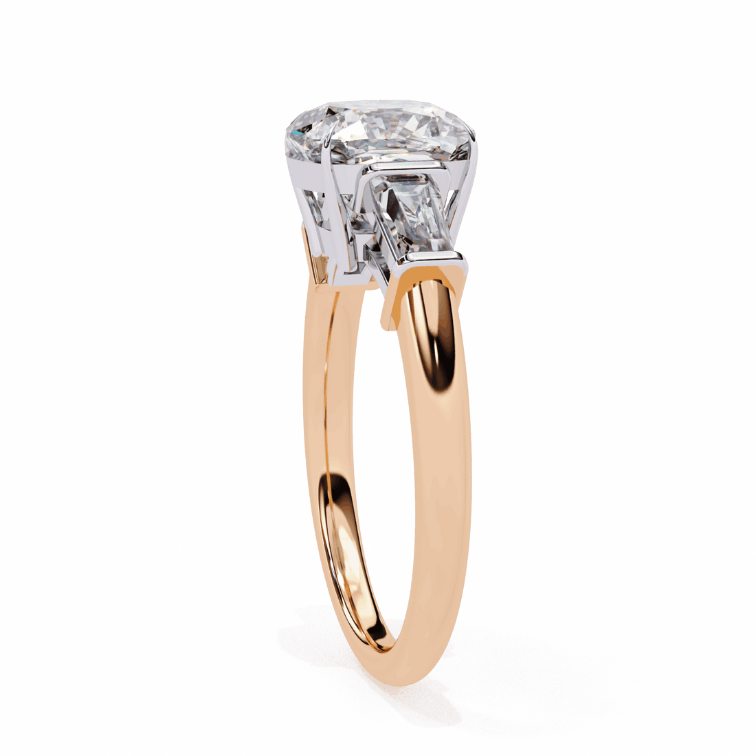 3.75 Carat Cushion and Baguette Edit Solitaire Ring in Moissanite | House of Estara