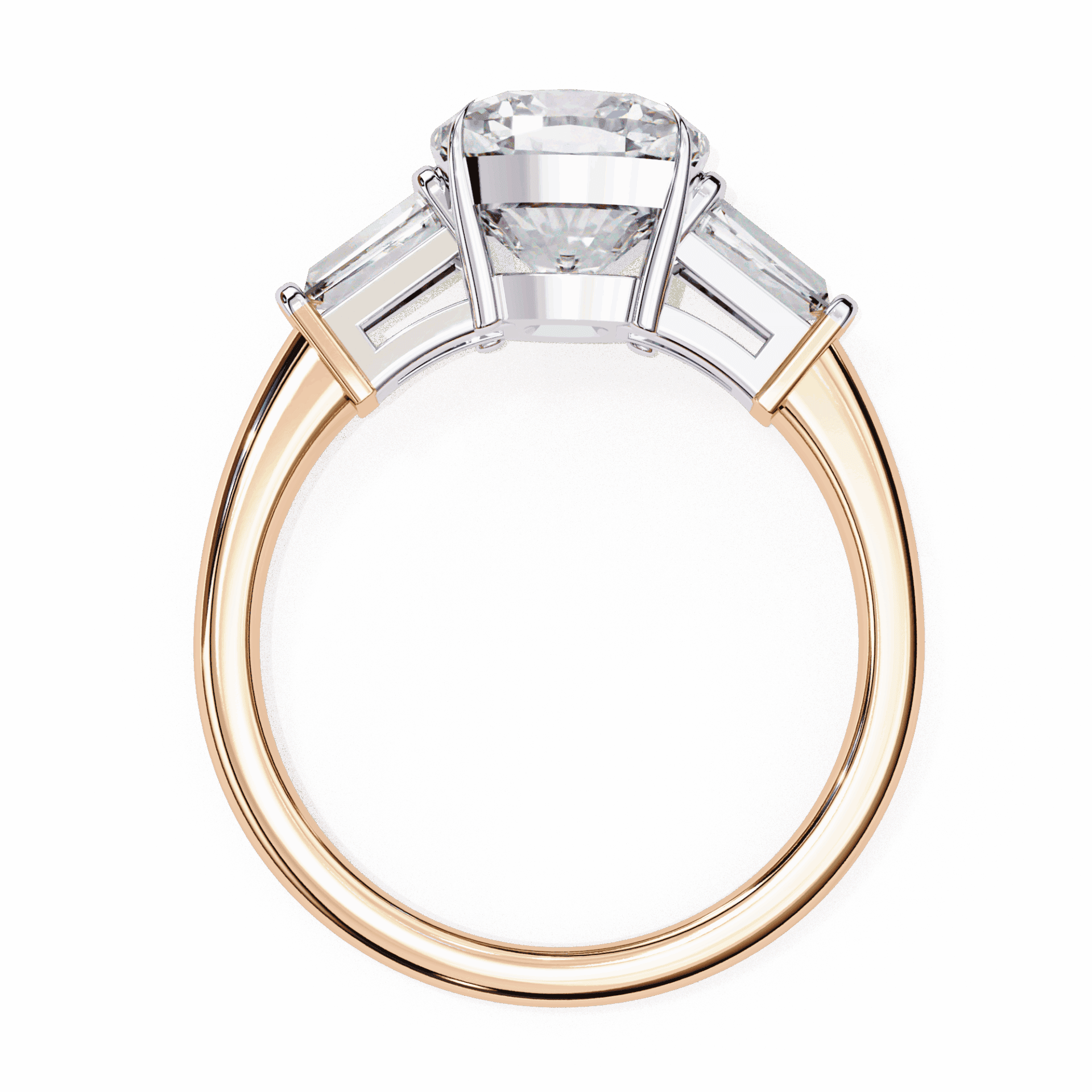 3.75 Carat Cushion and Baguette Edit Solitaire Ring in Moissanite | House of Estara