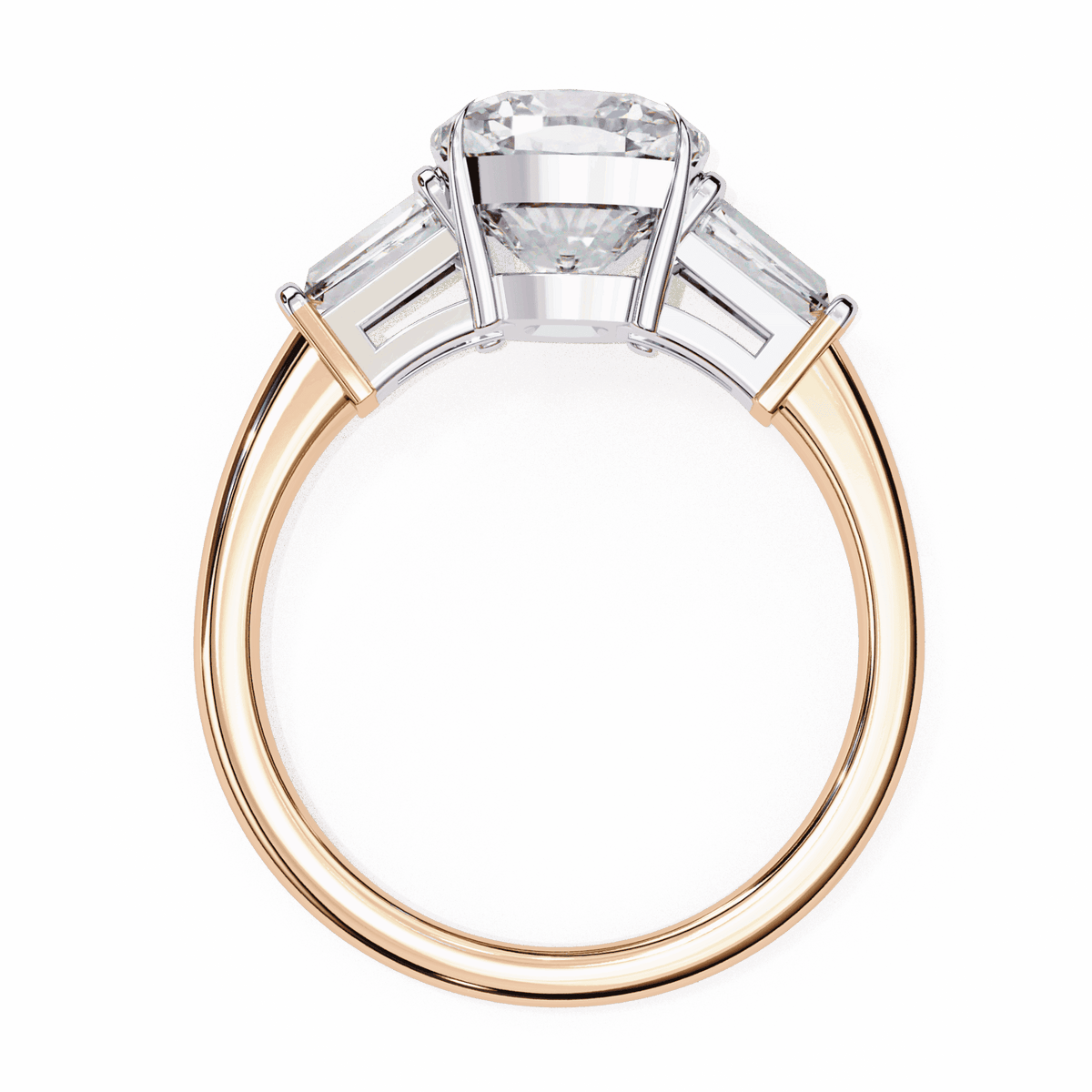 3.75 Carat Cushion and Baguette Edit Solitaire Ring in Moissanite | House of Estara