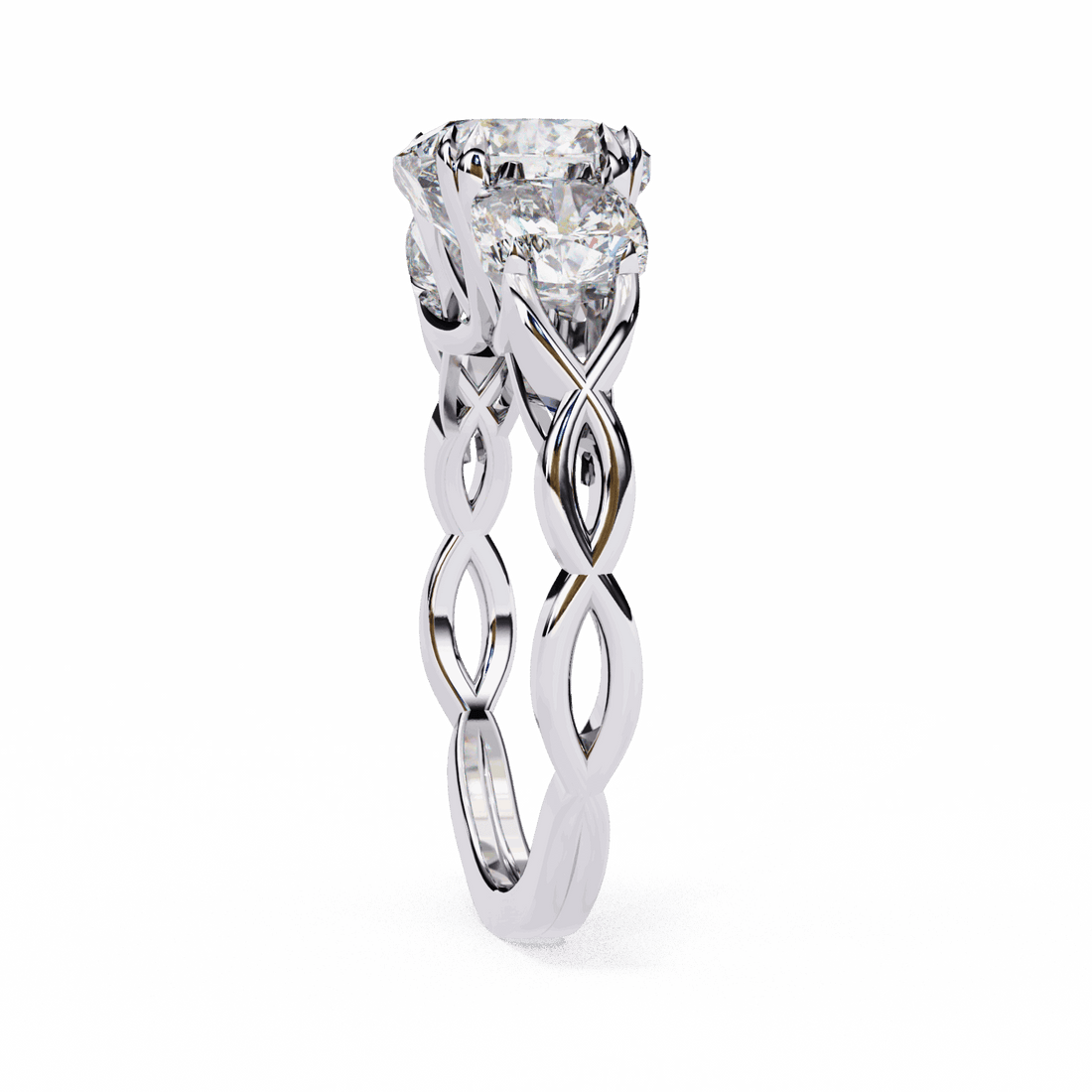 3.5 Carat Cushion Three Stone Solitaire Ring in Moissanite | House of Estara