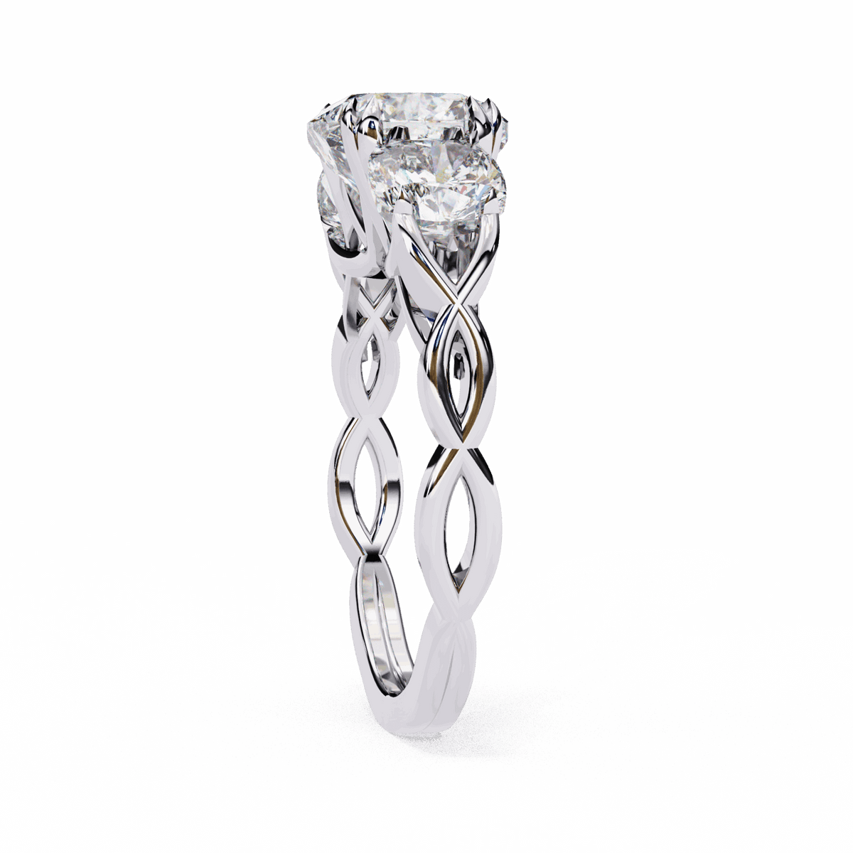 3.5 Carat Cushion Three Stone Solitaire Ring in Moissanite | House of Estara