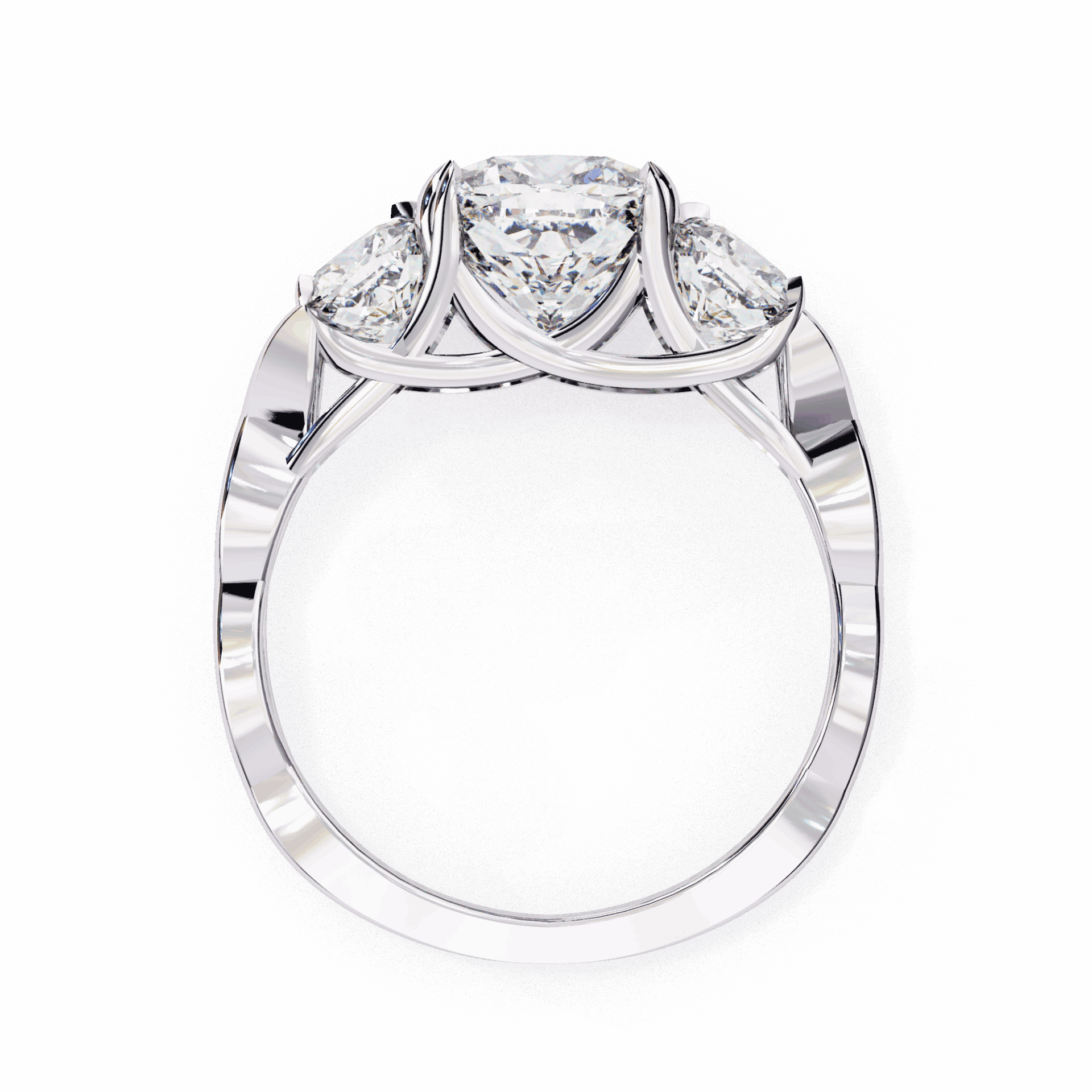 3.5 Carat Cushion Three Stone Solitaire Ring in Moissanite | House of Estara