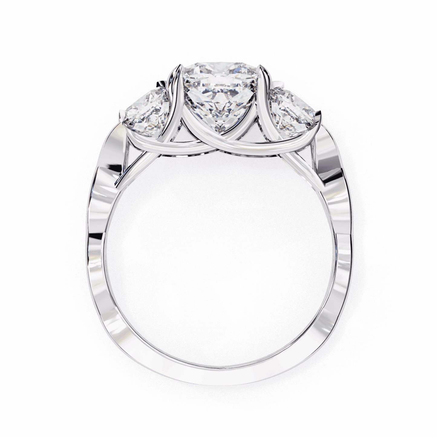 3.5 Carat Cushion Three Stone Solitaire Ring in Moissanite | House of Estara