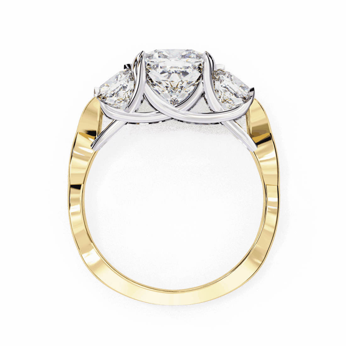 3.5 Carat Cushion Three Stone Solitaire Ring in Moissanite | House of Estara