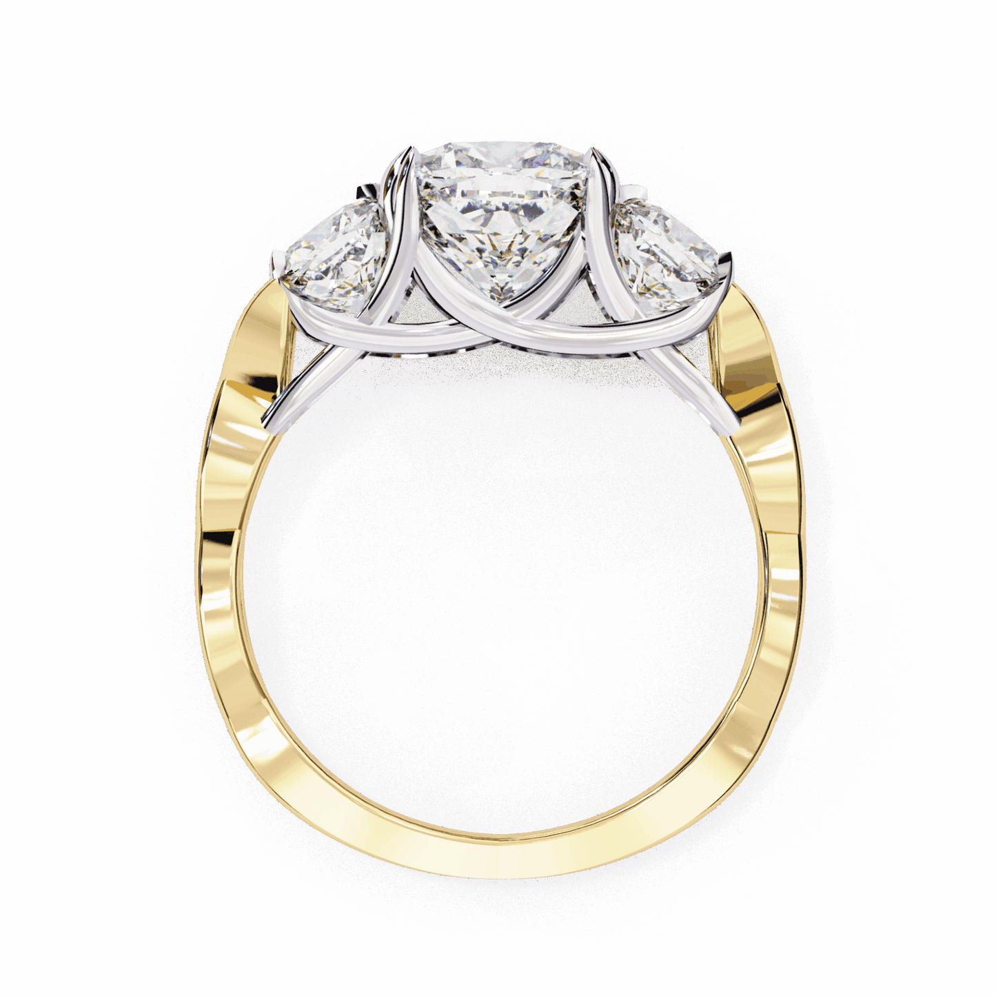3.5 Carat Cushion Three Stone Solitaire Ring in Moissanite | House of Estara