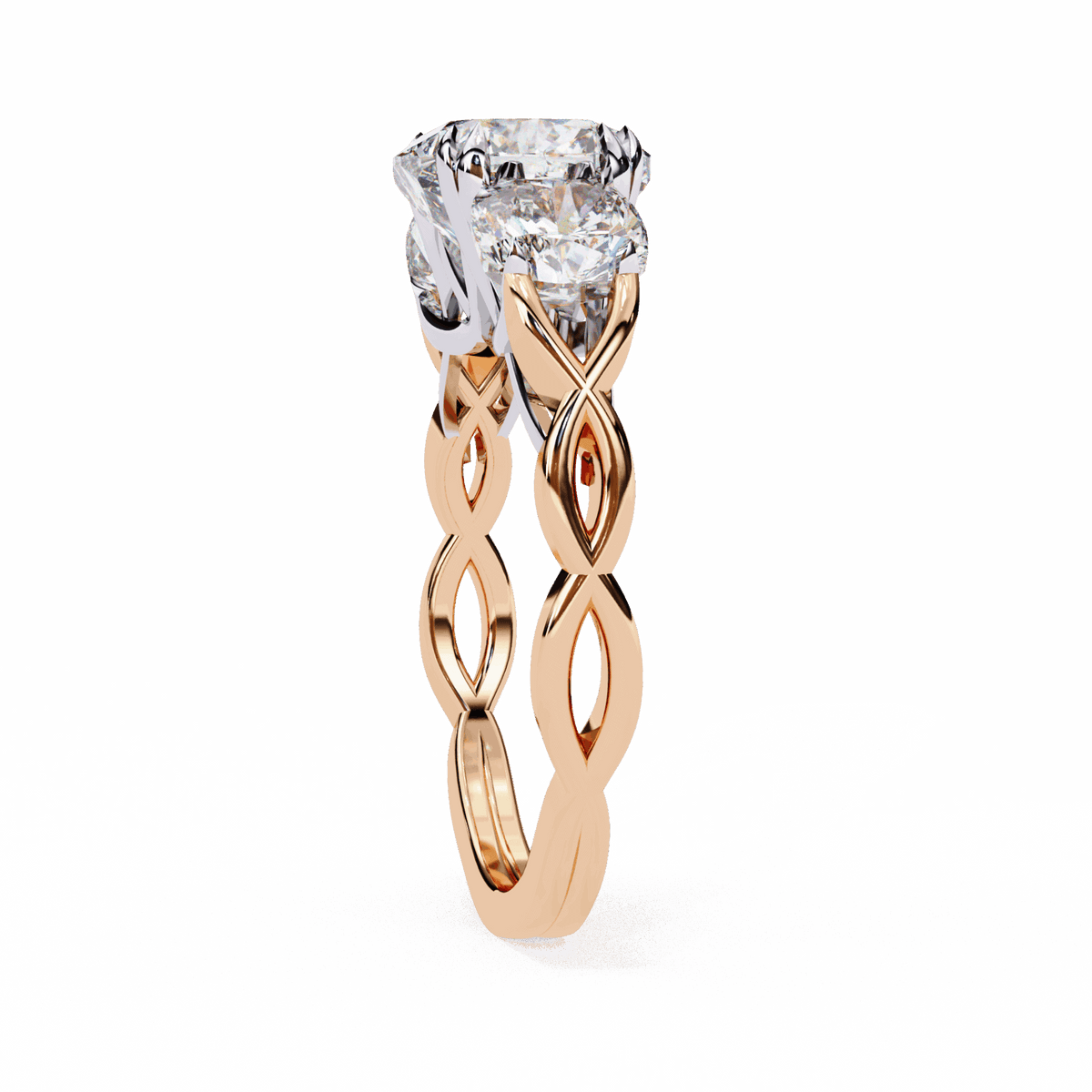 3.5 Carat Cushion Three Stone Solitaire Ring in Moissanite | House of Estara
