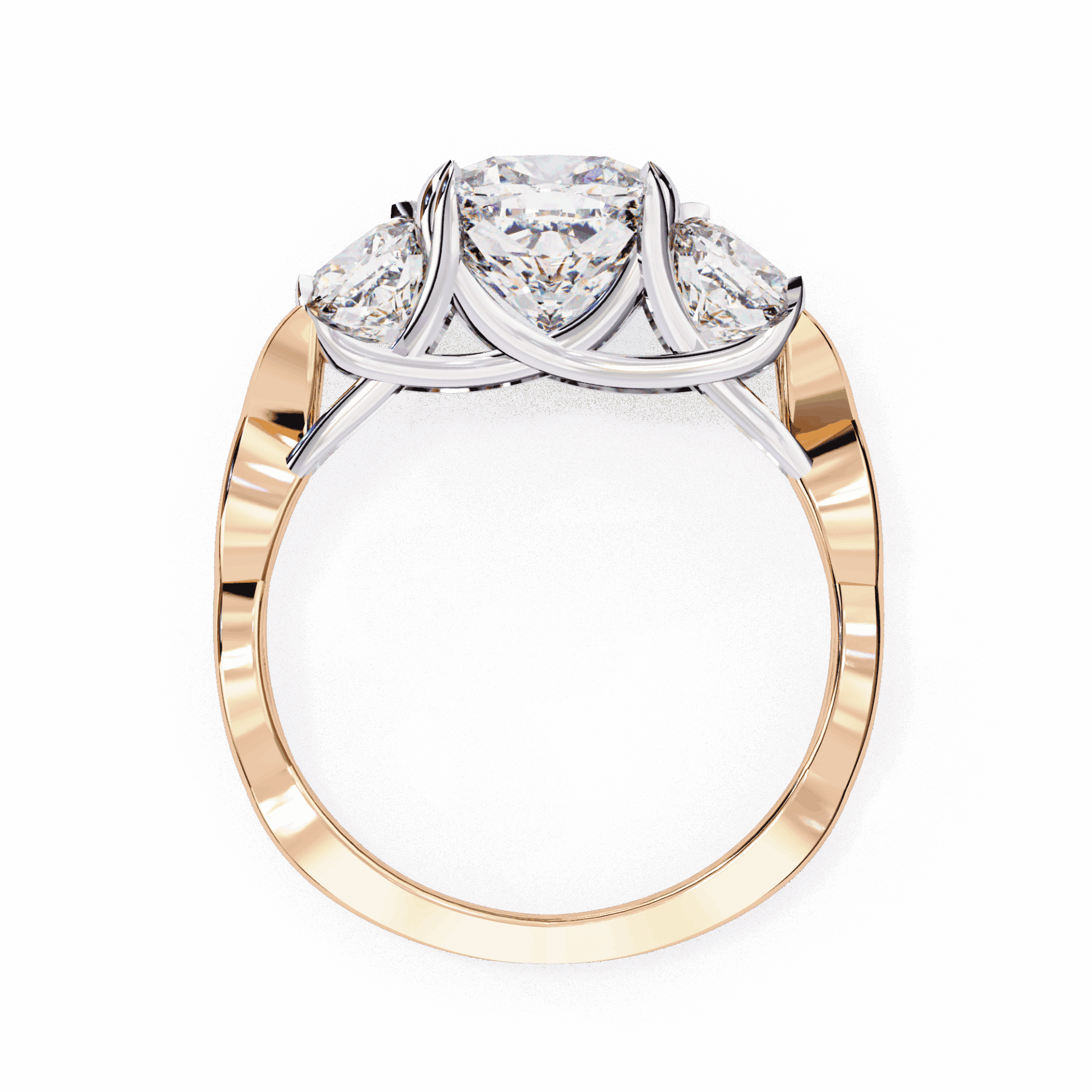 3.5 Carat Cushion Three Stone Solitaire Ring in Moissanite | House of Estara