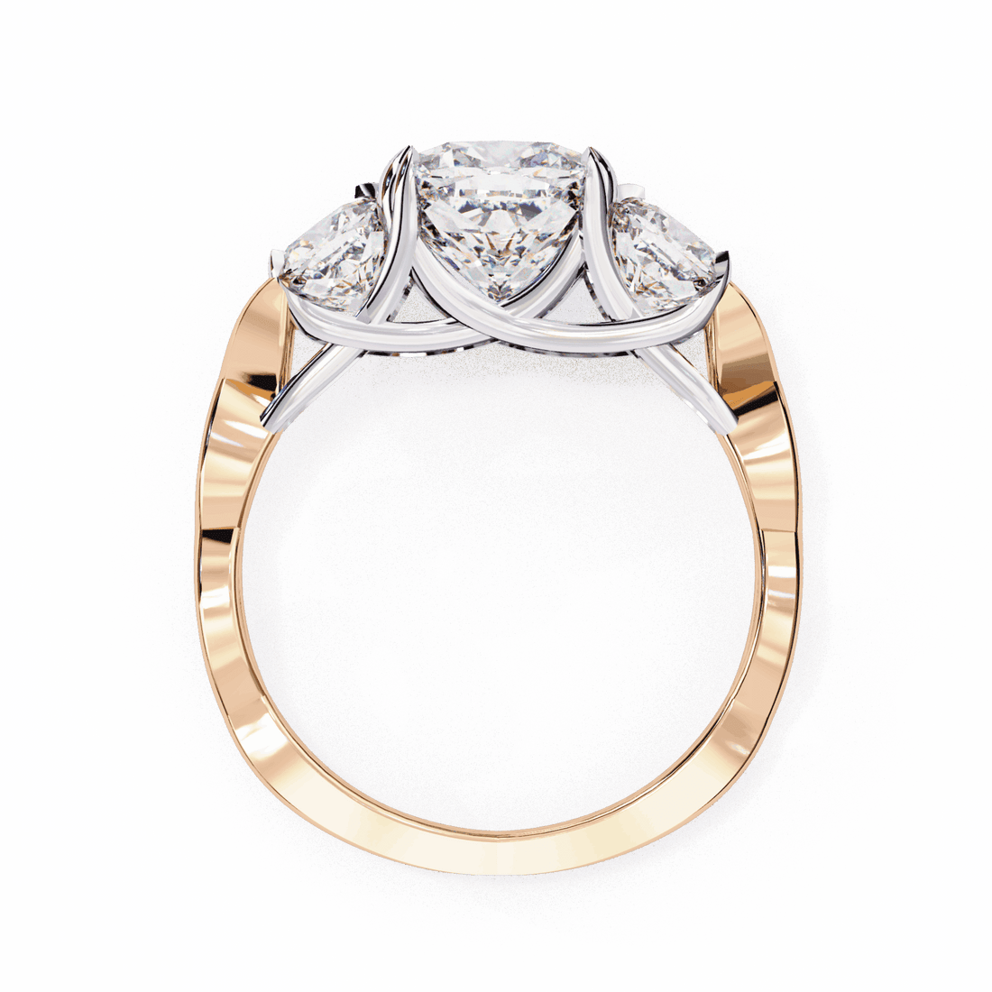 3.5 Carat Cushion Three Stone Solitaire Ring in Moissanite | House of Estara