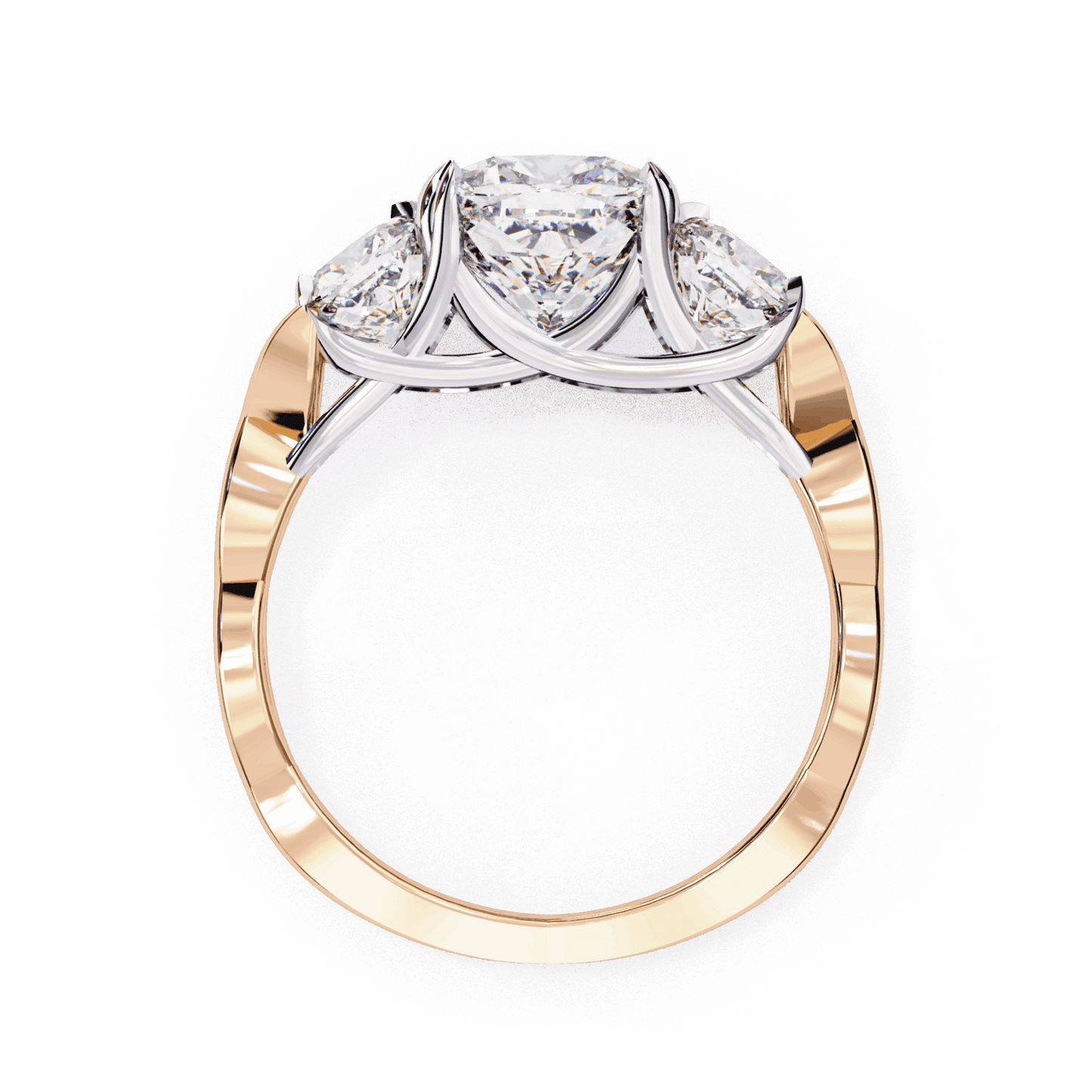 3.5 Carat Cushion Three Stone Solitaire Ring in Moissanite | House of Estara